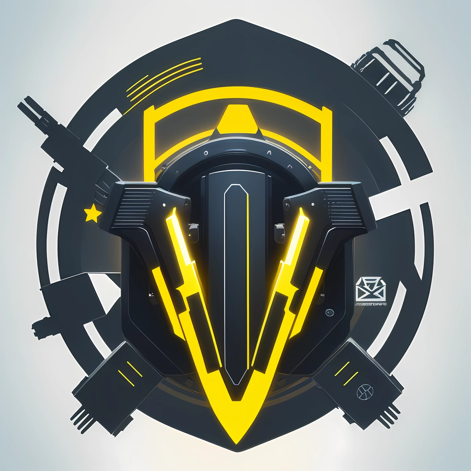 Logo, minimalist, vector, nuclear, Guns, traning, atomic