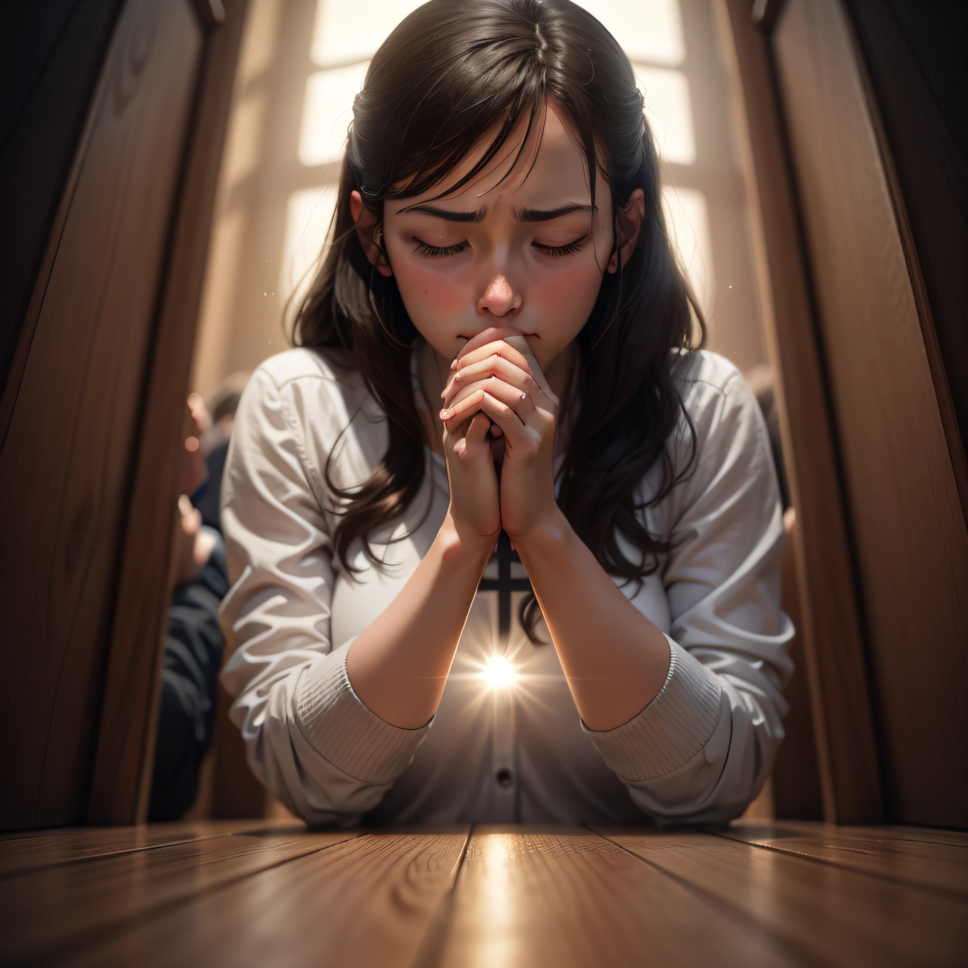Create an image of a Christian saying prayers