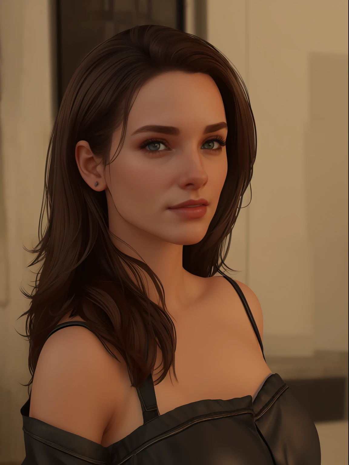 Best quality, masterpiece, ultra high res, (photorealistic:1.4), raw photo, 1girl, off shoulder, cinematic lighting