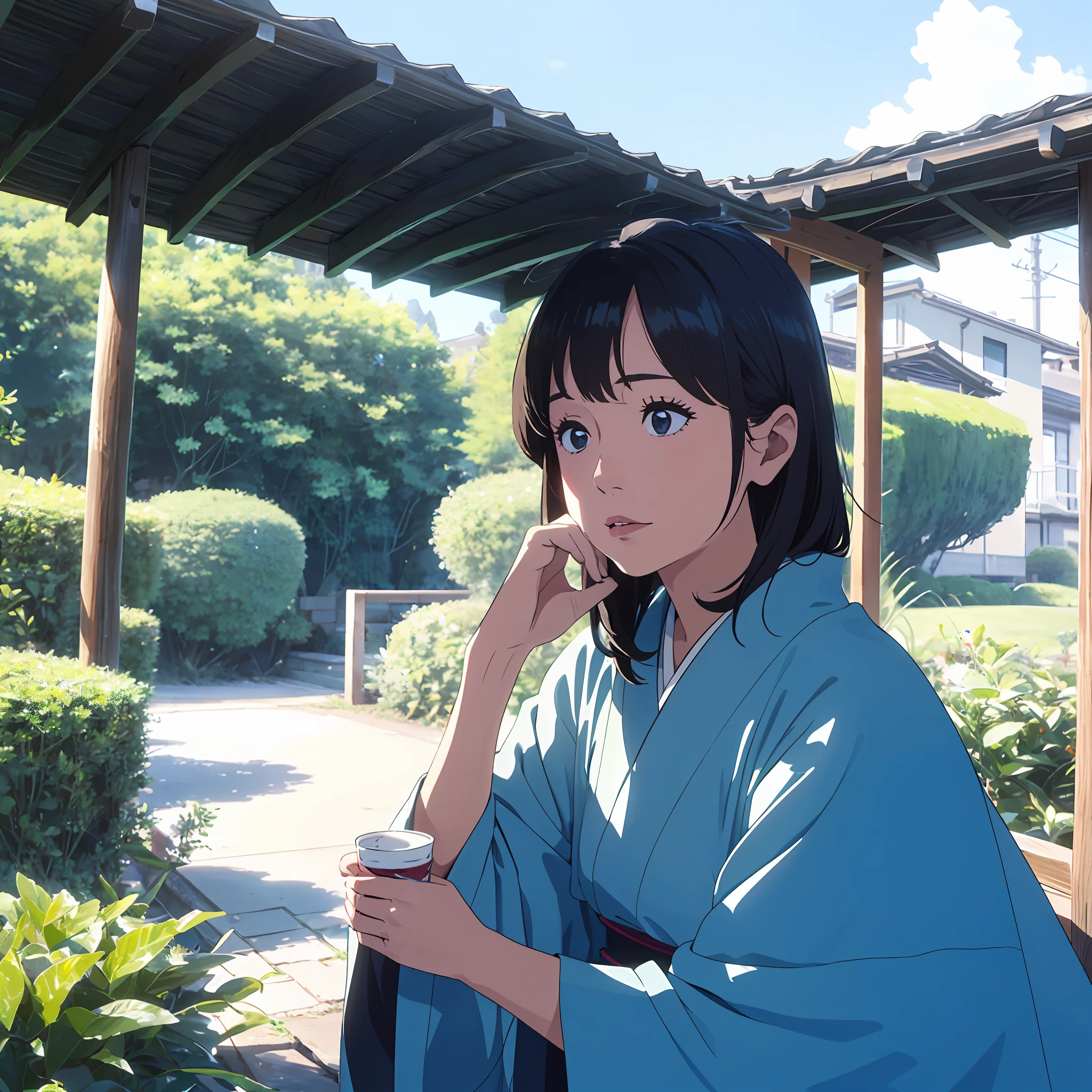 girl with、wistfulness、Lagginess、Beautiful fece、Japanese taste、blue-sky --auto
