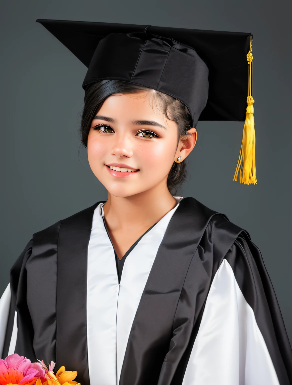 arafed menina no vestido de formatura, Foto de formatura, wearing an academic gown, foto de retrato em close-up, retrato closeup, close - foto retrato acima, garotada,  Close Up foto retrato, close up foto de retrato, foto de retrato detalhada, foto de retrato, foto da menina, fotografia retrato colorido, fechar retrato, retrato formal, fotografia de close-up