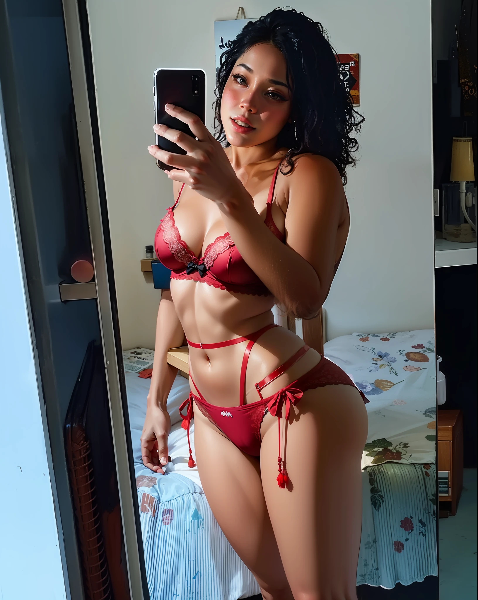 Semi nua, morena, panties with heart details, vulgar, Erotic