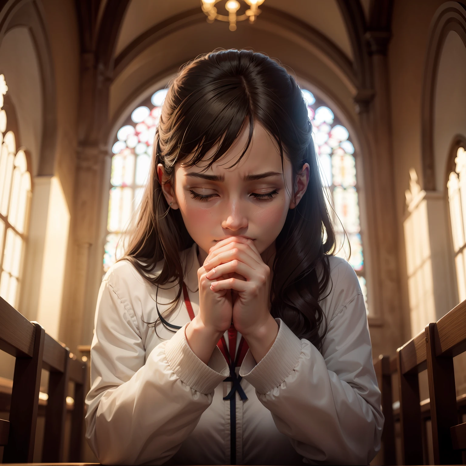 Create an image of a Christian saying prayers