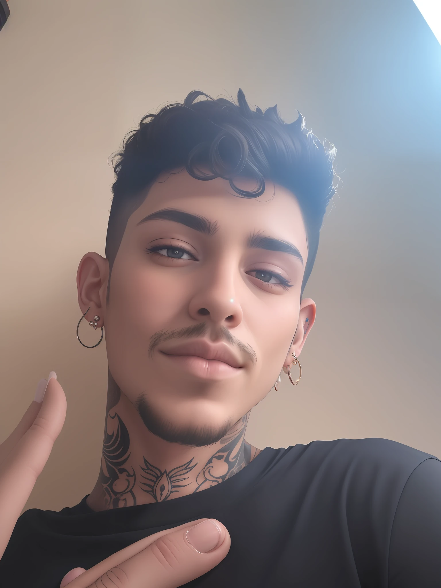 cavanhaque, neck tattoos, piercing na sobrancelha;