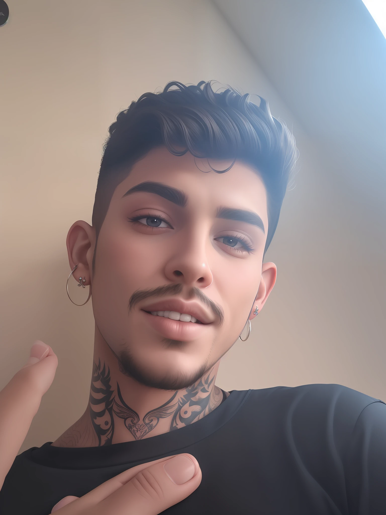 cavanhaque, neck tattoos, piercing na sobrancelha;