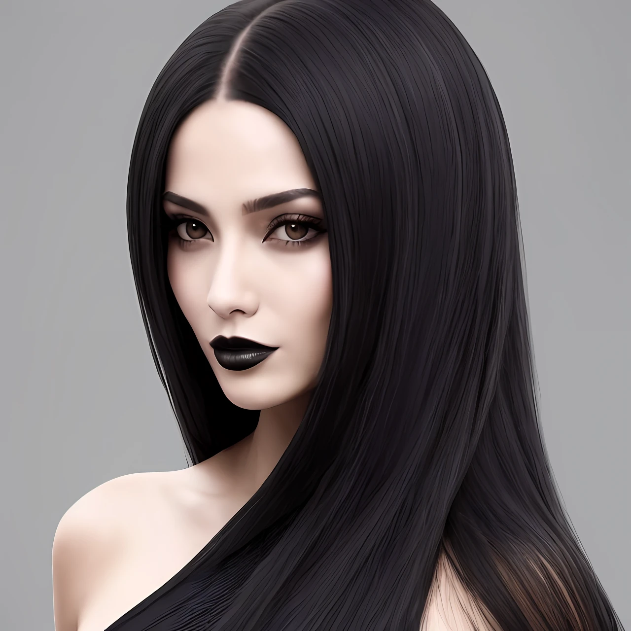 Mulher cabelos negros  estilo gotica