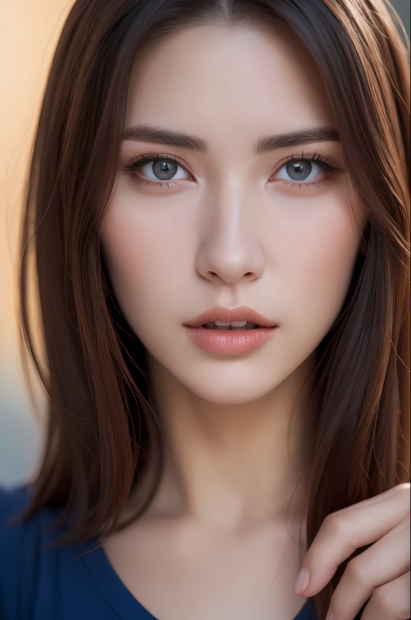high quality fingers, normal hands, detailed fingers,masterpiece, (realistic, photo-realistic:1.37), (22 years old woman), katarina from league of legends, medium breast, small waist, dark red hair, blue eyes, beautiful face, perfect illumination, beautiful detailed eyes,looking at viewer, stunningly beautiful woman, detailed hairstyle, detailed background,shorts, detailed fantasy background, (sweat:1)