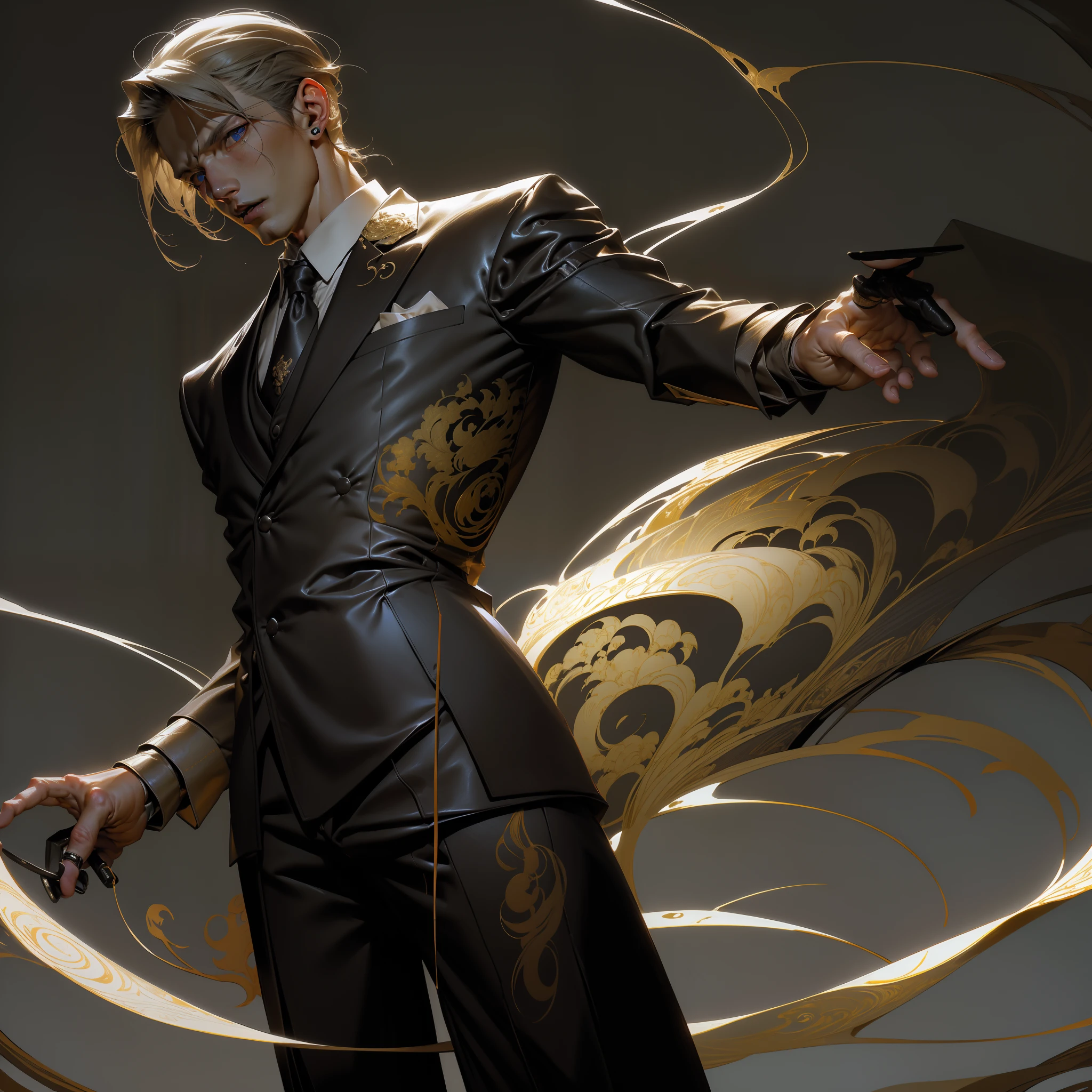 Anime characters wearing suits and ties,blood splattere, handsome guy in demon killer art, johan liebert mixed with alucard, zerochan art, shigenori soejima illustration, Anime handsome man, Anime portrait of a handsome man, johan liebert mixed with dante, Tall anime guy with blue eyes
