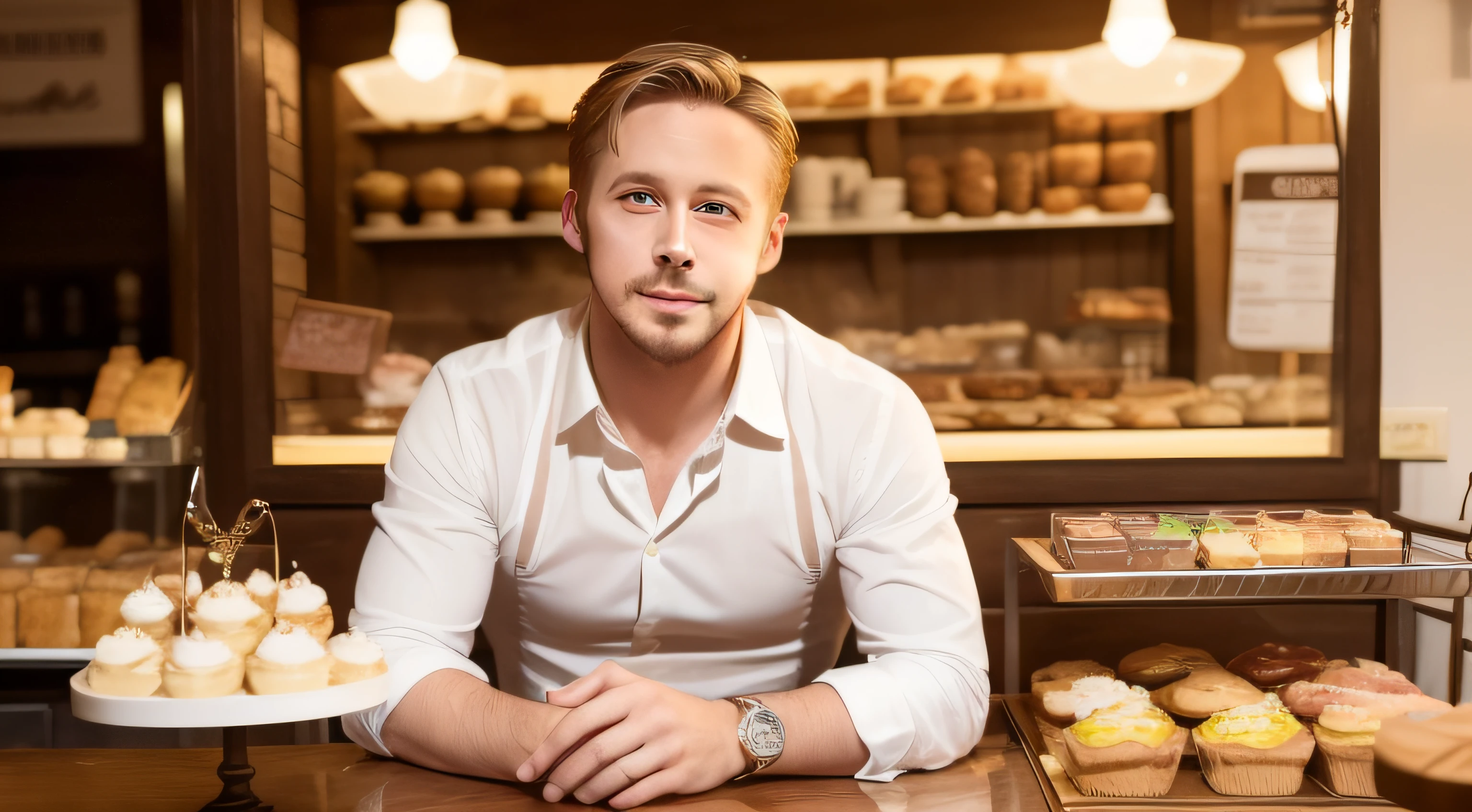 In this delightful scene, Ryan Gosling visits a charming doceria filled with delectable treats and sweet aromas. With a warm smile on his face, he explores the array of mouthwatering desserts, looking like a kid in a candy store. Gosling engages with the pastry chefs and enjoys a delightful conversation with fellow customers, exuding his trademark charisma and down-to-earth charm. The doceria's inviting atmosphere and delicious delights create a heartwarming ambiance, capturing the joy of indulging in life's simple pleasures. This enchanting image reflects the actor's relatable nature and invites viewers to imagine sharing a delightful moment with Ryan Gosling amidst the sweetness of a delightful pastry haven.