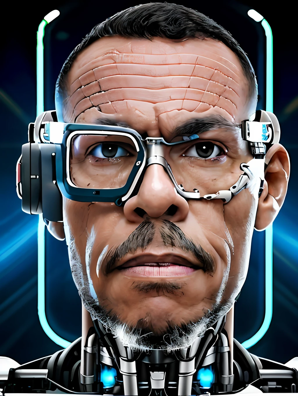 guttonerdjul23, um cyborg totwlmente tecnologico, fios no lugar de vasos sanguineos, implantes roboticos no rosto, olho bionico, corpo de metal e carne. Reslista, intrincado, uhd
