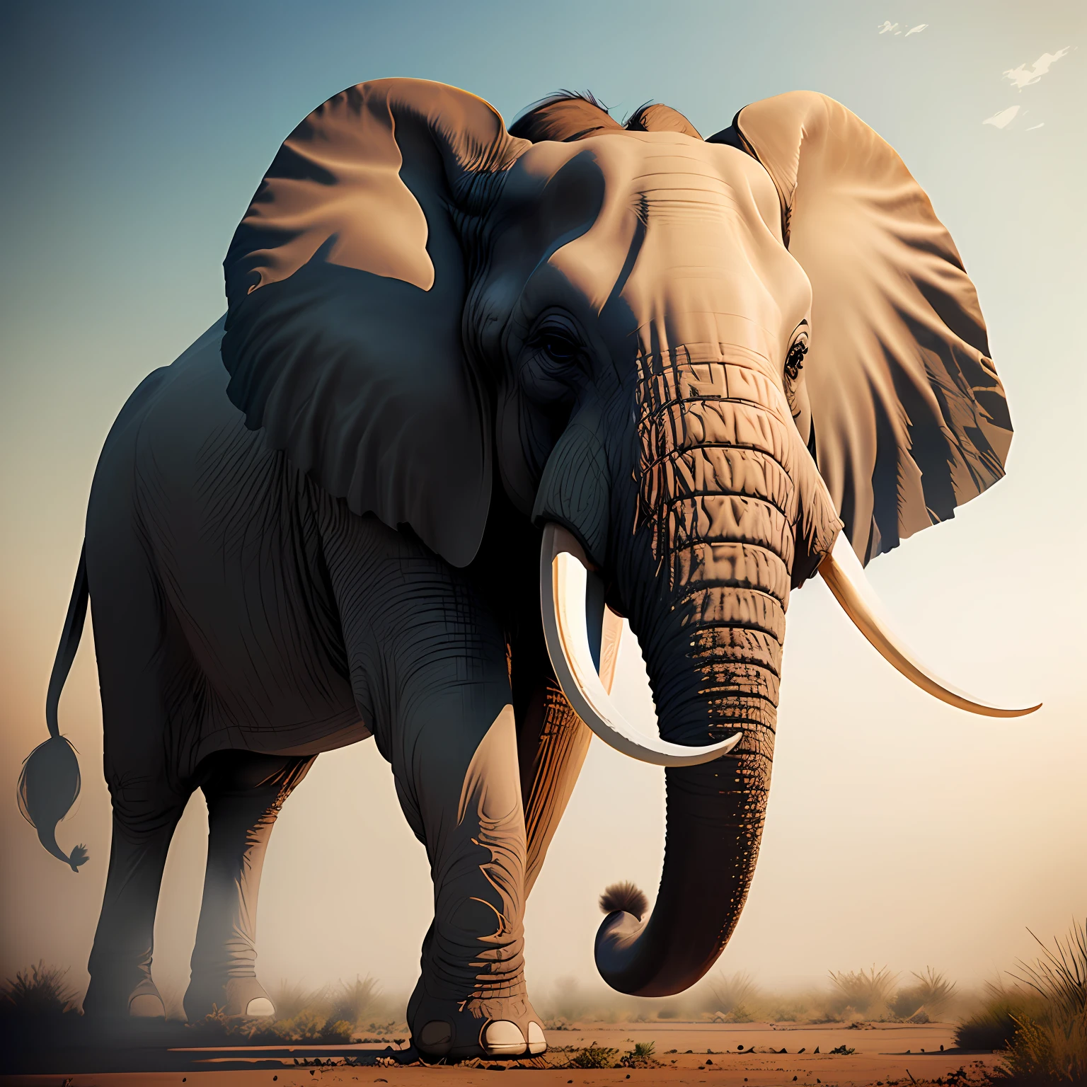 realistic image of elephant with huge tusks