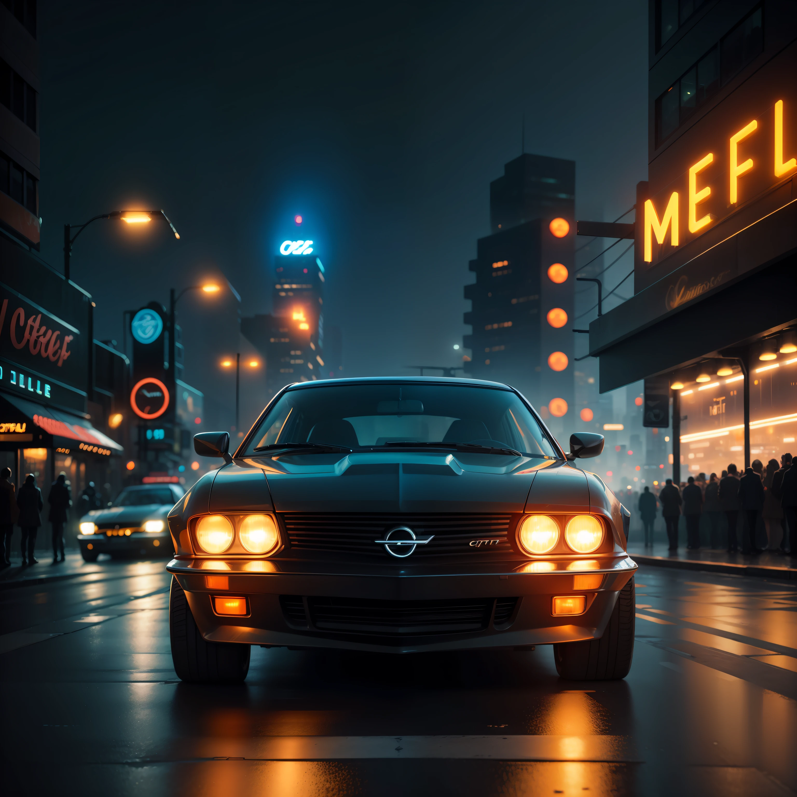 Opel Chevette
city
night
bustling
neon-lit buildings
mystery
futuristic architecture
neon signs
sleek cars
vintage charm
contrast
skyline
skyscrapers
illuminated
luxury
electric atmosphere
contemporary allure
nightlife."