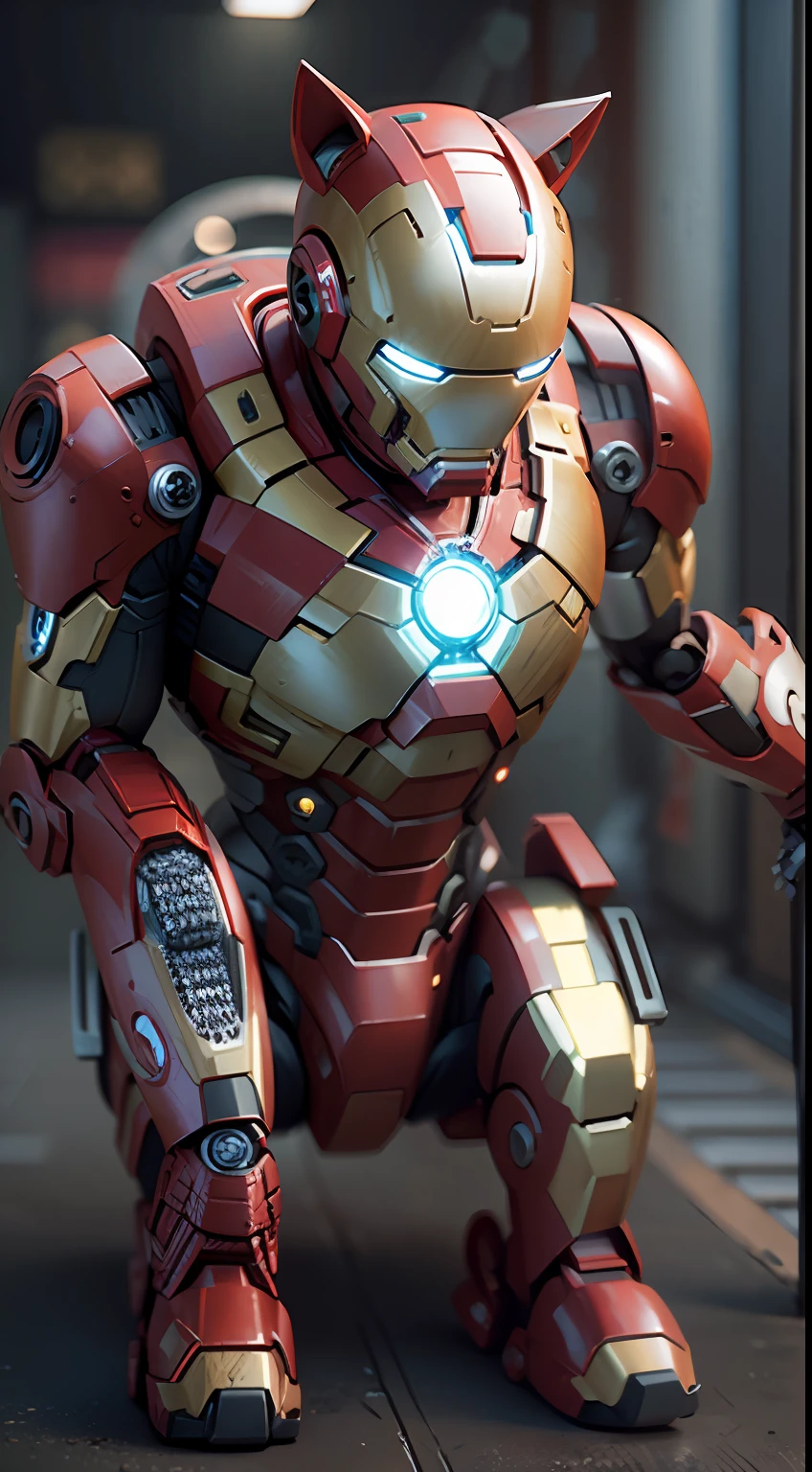 cat robot ironman, octane render, unreal engine, highly detailed, intricate