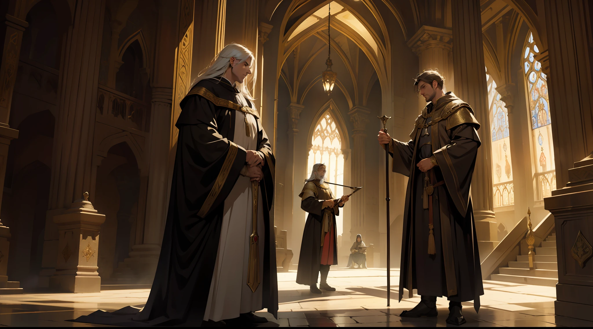 medieval king performing knighting ceremony, majestic atmosphere, elaborate medieval costumes and props, dramatic lighting and shadows