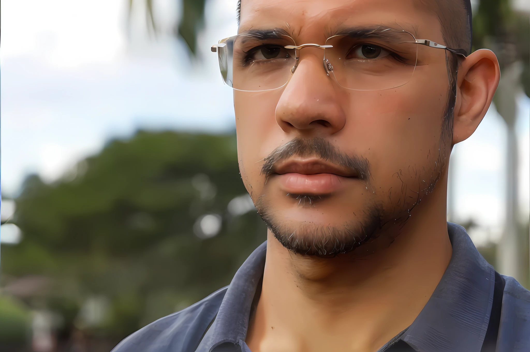 There's a man in glasses and a gray shirt staring into the camera, david rios ferreira, edu souza, José Moncada, joe alves, Retrato de Danny Gonzalez, eric parker, imagem retrato, foto de um homem, man with glasses, Arauto Ortega, icaro carvalho, luis melo, aceso de lado, with glasses and goatee