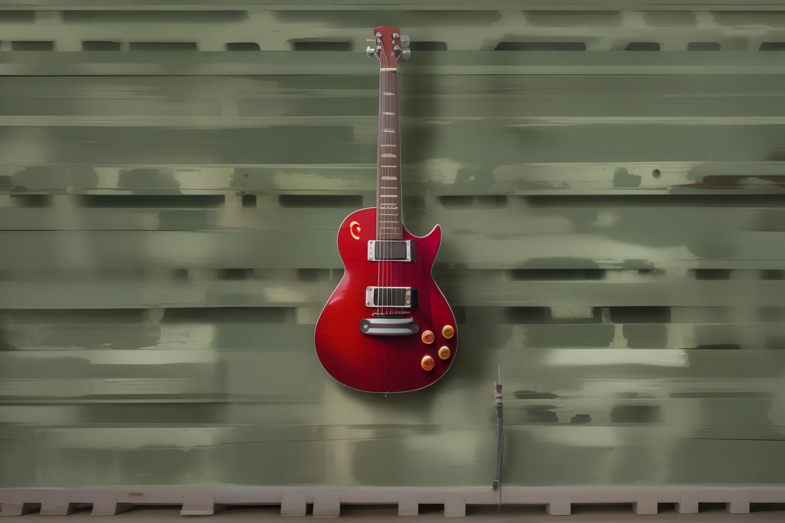 A red electric guitar, Les Paul, em um fundo preto, realista, Kinematic