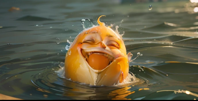 balao na agua com rosto feliz