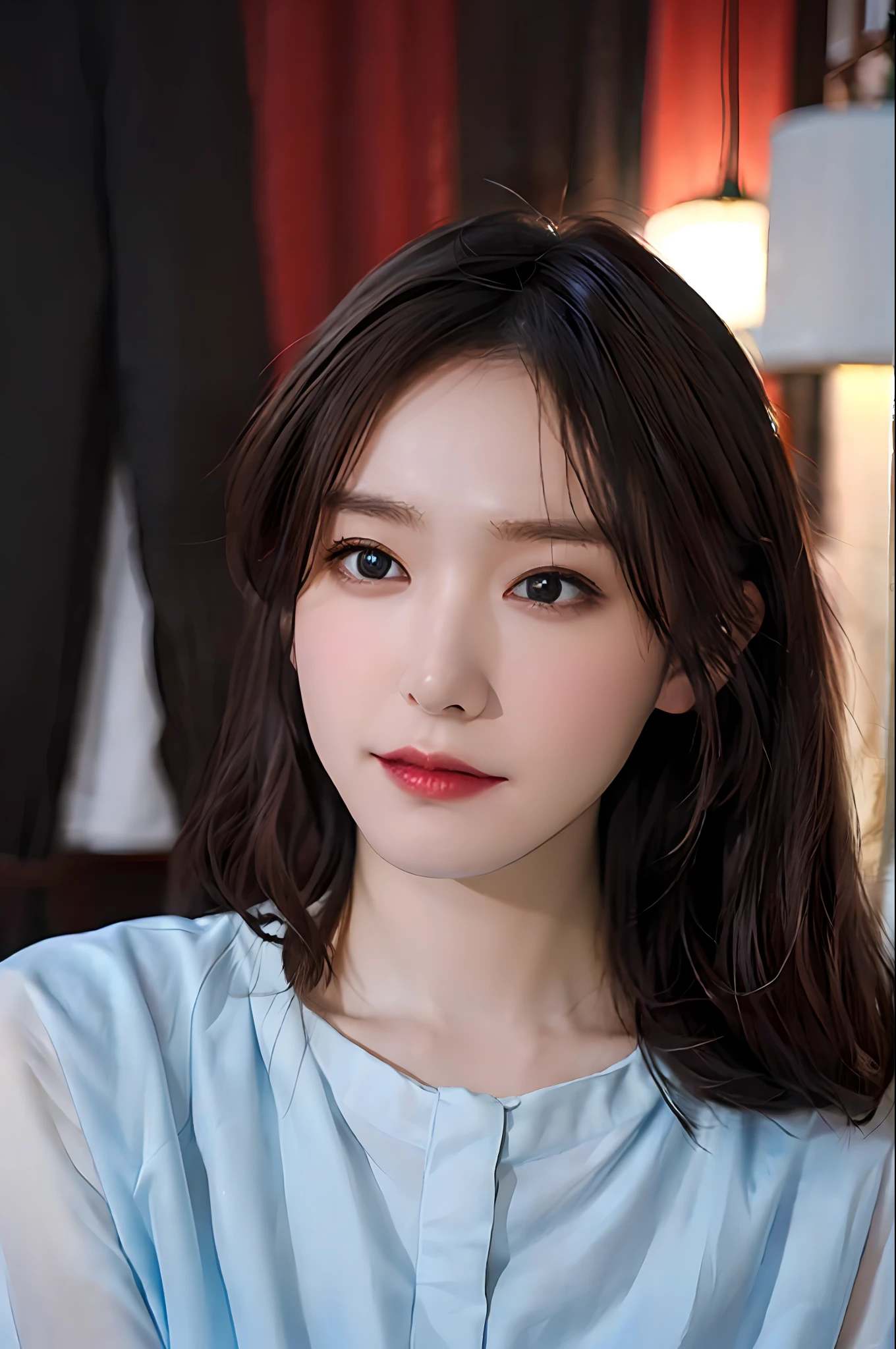 best qualtiy, tmasterpiece, 超高分辨率, (realisticlying:1.4),A picture,Light chasing, 1girll,adolable,18yr old,Confused,(aggrieved look),(gloomily,glomy),Eyes are confused,The sheen,The mouth is slightly open,Light chasing, in the darkness nigth, deep shading, low tune,Silk nightdress