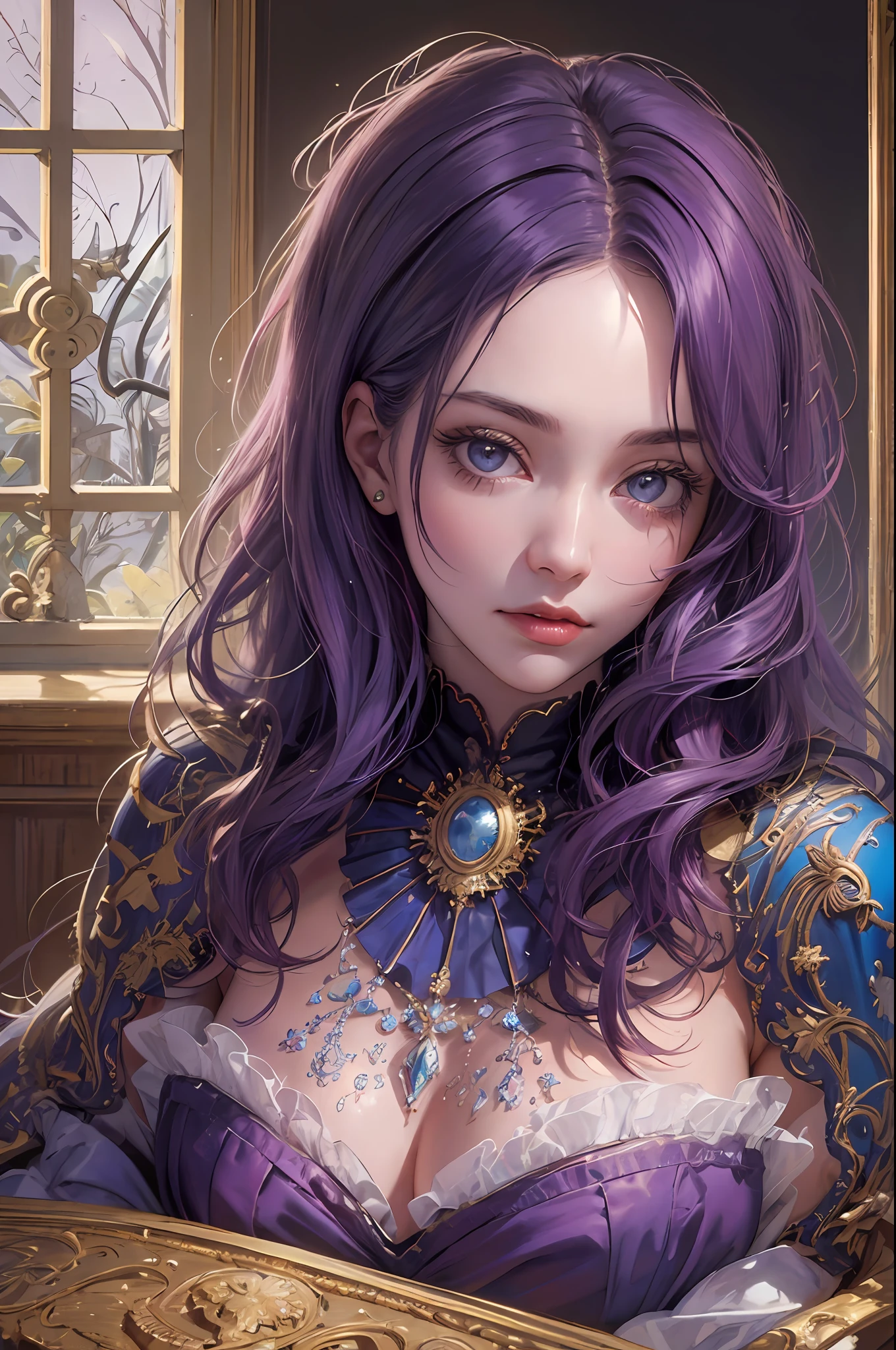 Official art, Unity 8K wallpaper, super detailed, beautiful aesthetic, beautiful, masterpiece, top quality, (Zentangle, Mandala, Tangle, Entangle, entangle, entangle, entangle), the most beautiful chaotic shape, one girl, very detailed, (fractal art: 1.3), cute European shorthair cat red in a Victorian cup, beautiful flowers around, bright and colorful, Saturated vintage, beauty looks painter. "This is a work by Kazuo Inuitsuki, in which the greatest painter in human history meets an unparalleled beauty and riskes his life to depict the most beautiful figure. An art style that combines the elegance of line art with the vividness of watercolor. The artwork is very detailed, with sharp focus and smooth transitions. The overall feel is dynamic and highly sophisticated, influenced by the works of Carne Griffith, Vadim Qasim and Carl Larsson. In the style of Carne Griffith (intricate and flowing linework), Vadim Qasim (bold use of color and texture), Carl Larson (light and airy composition) and Pascal Blanche (ultra-realistic character design and matte painting technique). The camera angles are dramatic and expressive, and the artwork captures the essence of matte painting concept art. The golden ratio is used to create a balanced composition, and the overall feel is very sophisticated and elegant. This style is trending on CGSociety and Artstation, perfect for production cinematic character renderings and intricate artwork masterpieces. The main woman must be delicately detailed and vividly expressed, especially characteristic of purple hair, luxurious ornaments, gorgeous hair ornaments, beautiful fingertips, and purple eyes. The highly realistic depiction takes decades to depict with delicate detail, meticulousness and meticulousness, making it the greatest masterpiece in human history."