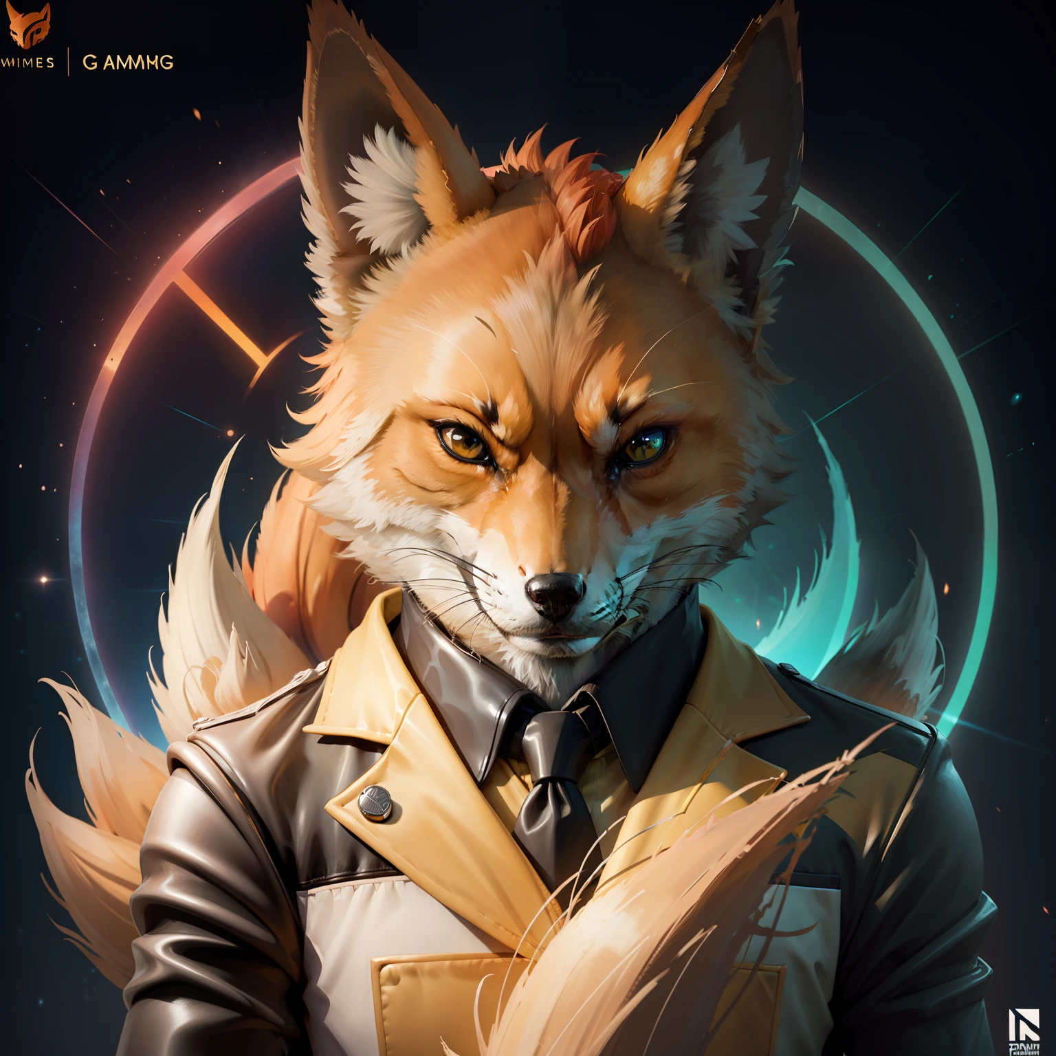 Creative logo of a fox in a suit for a gaming channel