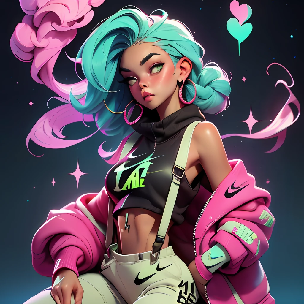 Croud of sexy Girls giving man a Lap dance 22 year old females with dark skin, Nike sweatsuits , (Nike sweatsuits:1.5), abstract colorful smoke design on cloths, seductive look, looking at camera, chubby 23 year old female with dark skin, Braided 3 different colors neon Pink and Neon Green, contrasting color hair, white overalls, (Crop top Sweatsuit overall suspenders:1.5), (Retro Air Jordan 11 Taxi sneakers:1.5), seductive look, Bioluminescent, City Girls, looking at camera, chubby, 1girl:1.2, body covered in Diamonds and Jewelry A Centerfold named Shauntice, Mixed Race instagram Biracial Ethnic Caremel skin-Mode:1.2, Streetwear Hypebeast supreme:1.3 \(brand\), words on body:1.1, Instagram Braid Artist instagram Hair stylist (1girl), 2 colored hair, (Nebula smoke behind head and eyes Ethereal:1.2, , Alberto Seveso, fantasy art:1.1, ((Fantasy background)) , long smoke hair:1.2, outdoors, aestheticism), (goosebumps:0.5), subsurface scattering, (masterpiece, top quality, best quality, official art, beautiful and aesthetic:1.2), extreme detailed, colorful, highest detailed