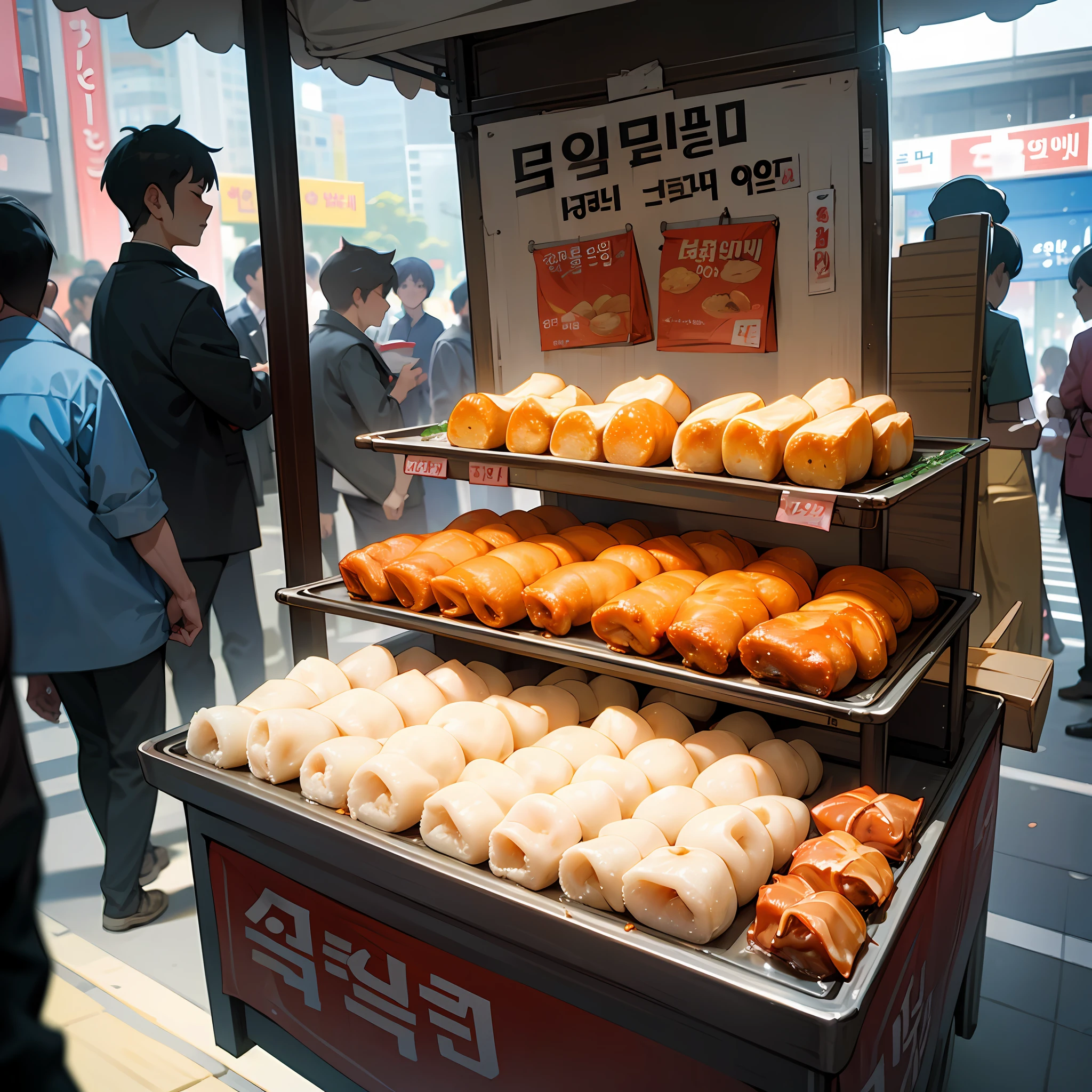 Date at a street stall in Myeongdong, South Korea、Tteokbokgi --auto