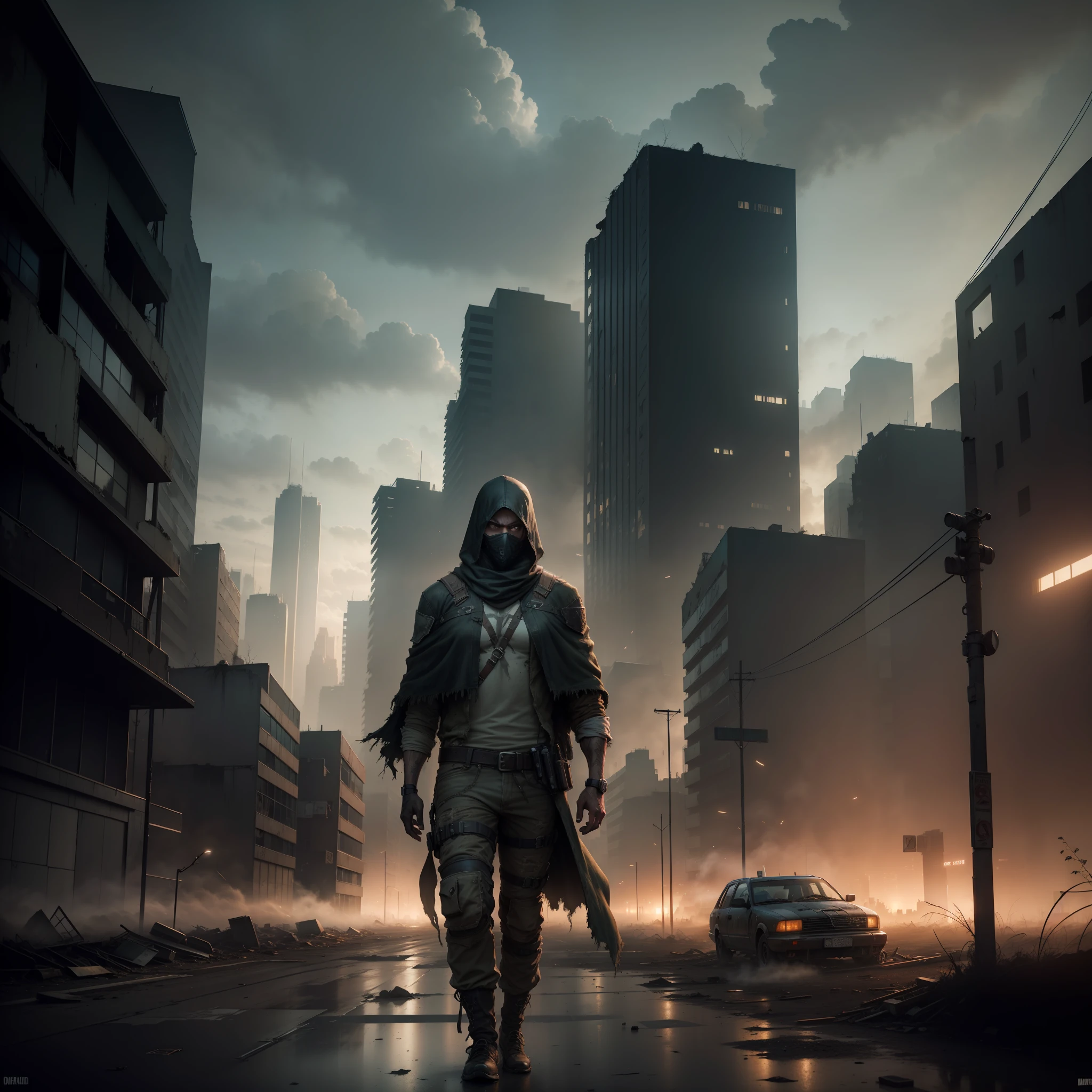 Realistic 4K wallpaper
Post-apocalyptic city
Abandoned cars
Overgrown vegetation
Urban decay
Detailed scenery
Photorealistic
Desolate streets
Eerie atmosphere
Haunting beauty
Atmospheric lighting
Weathered buildings
Nature reclaims
Surreal landscape
Nature vs. civilization
Exploration
Abandoned cityscape
Textured surfaces
Ruined architecture
High-definition artwork
Maximized details
Life after civilization
Emotive scenery
Dystopian ambiance
Urban exploration
Remnants of humanity
Post-disaster environment
Apocalyptic ruin
Cloaked man
Approaching abandoned buildings
Mysterious figure
Journey into the unknown
Lone wanderer
Tattered cape
Enigmatic presence
Urban adventurer
Decaying civilization
Ruined cityscape
Foreboding atmosphere
Character in post-apocalypse
