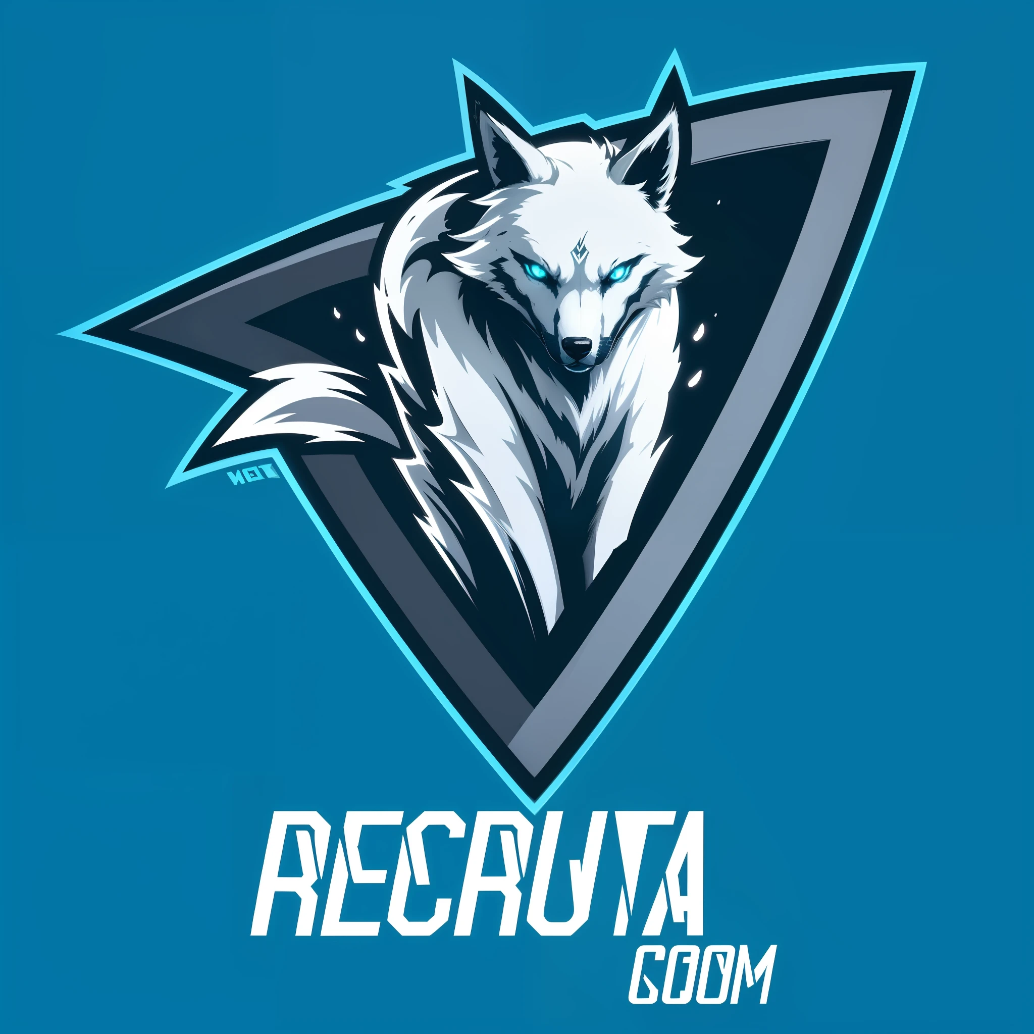 Logo de gamer, luz neon nos olhos, Mystic Wolf