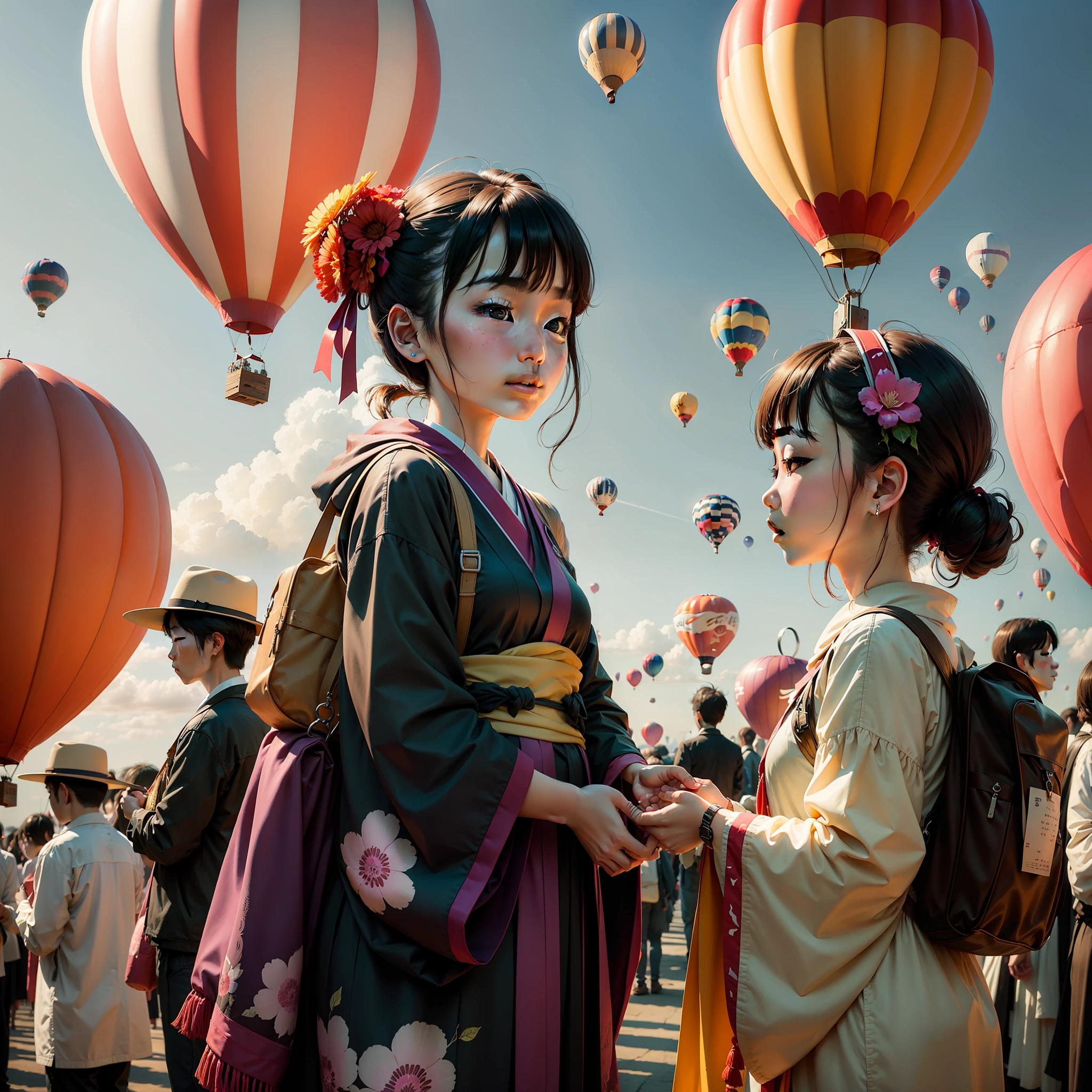 Lots of air balloons、omatsuri、morning glow --auto