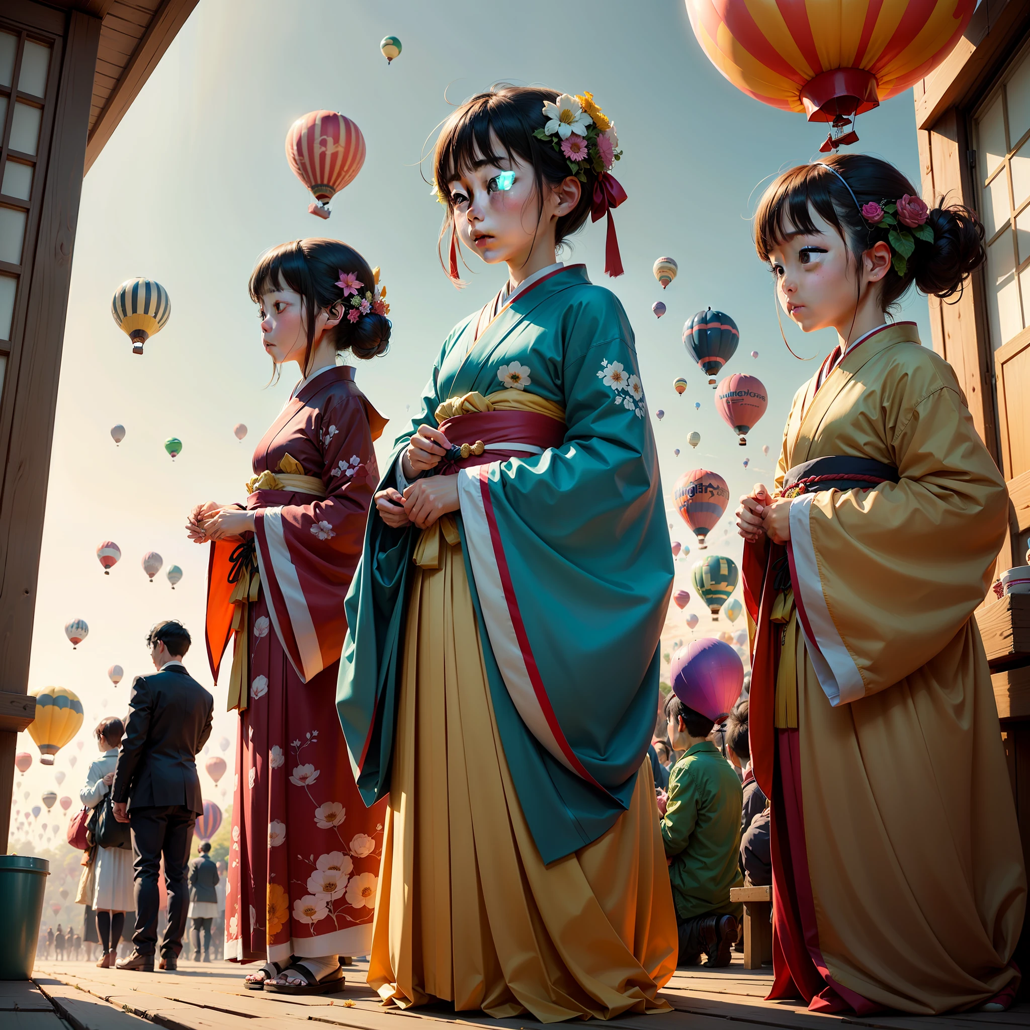 Lots of air balloons、omatsuri、morning glow --auto