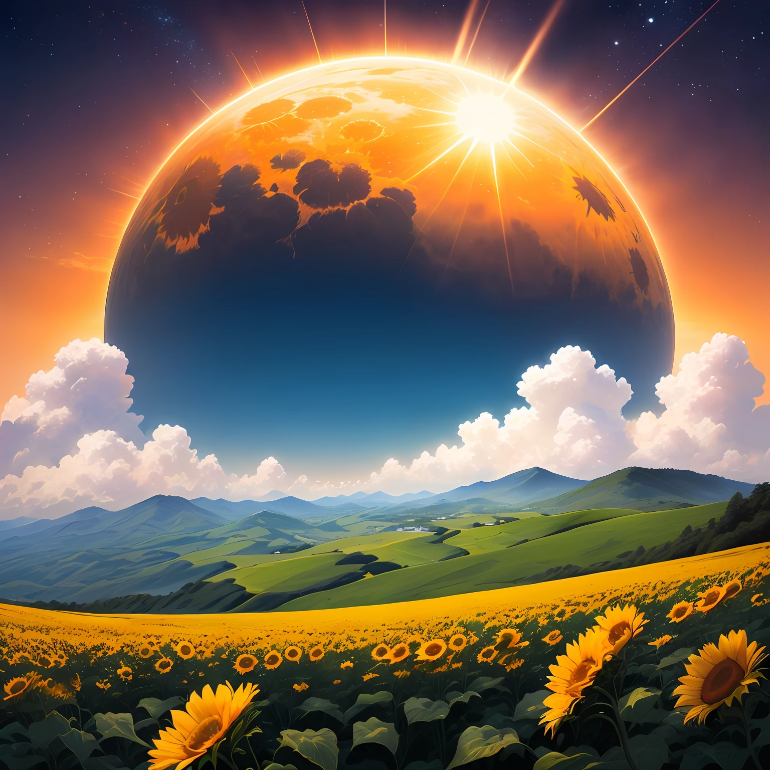 himawari，suns，High hills，hawk