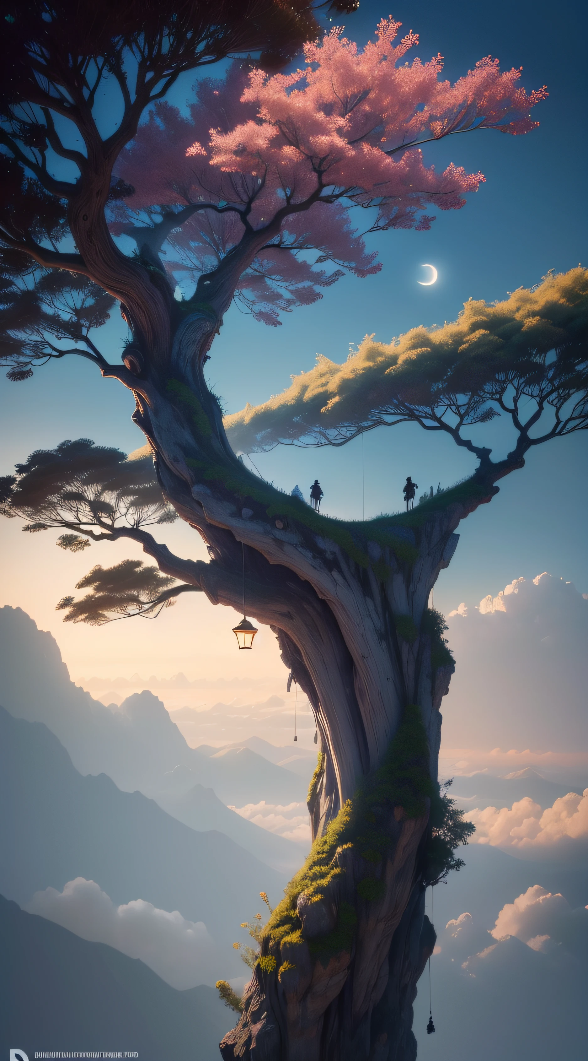 (extremamente detalhado CG unidade 8k papel de parede,master part, melhor qualidade, ultra-detalhado),(best ilumination, Melhor sombra, um extremamente delicado e bonito),floating,high saturation,[ :(a magic tree called EWA in an impressive and realistic cinematic style):1.5]