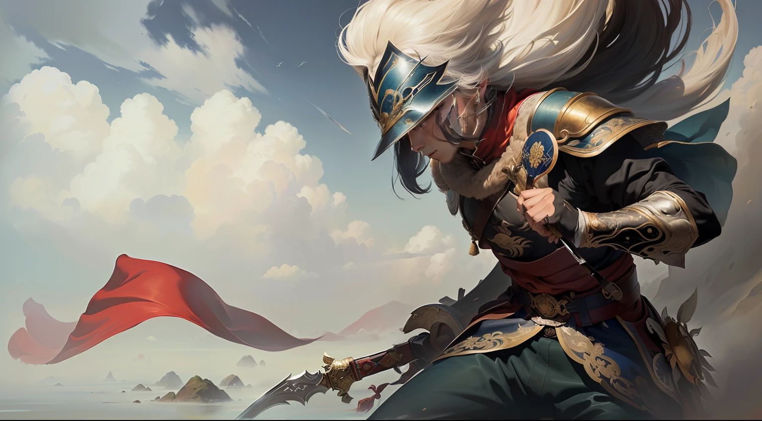 hacha, Painting of a man holding a sword in an area of fog, hacha, inspired by Kanō Hōgai, inspirado por Yoshihiko Wada, hacha en el mundo transmitido por la sangre, Arte de papel pintado, inspirado por Yasuo Kuniyoshi, Fondo de pantalla ilustrativo 4K HD, inspired by Shōzaburō Watanabe, Arte Del juego De portaDa, Feudal Art of Japan