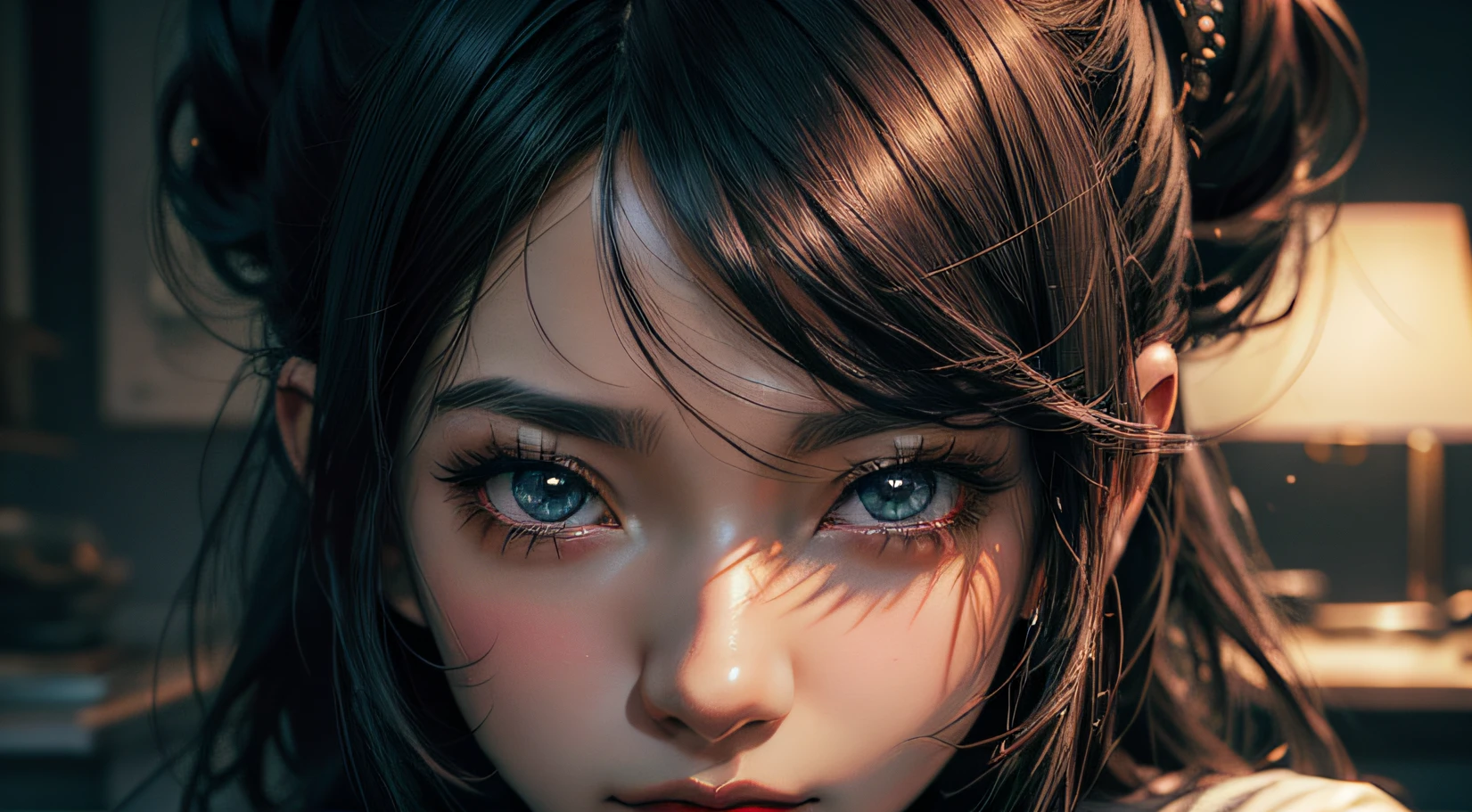 Menina anime com cabelo preto e olhos azuis segurando um guarda-chuva, Arte no estilo de Guweiz, Guweiz, estilo realismo anime, Retrato chovendo, Digital anime illustration, realistic anime art style, Estilo anime 3D realista, retrato bonito do anime, estilo anime 4K, estilo de arte realista, pintura realista da menina bonito, estilo anime. 8k, Dia chuvoso