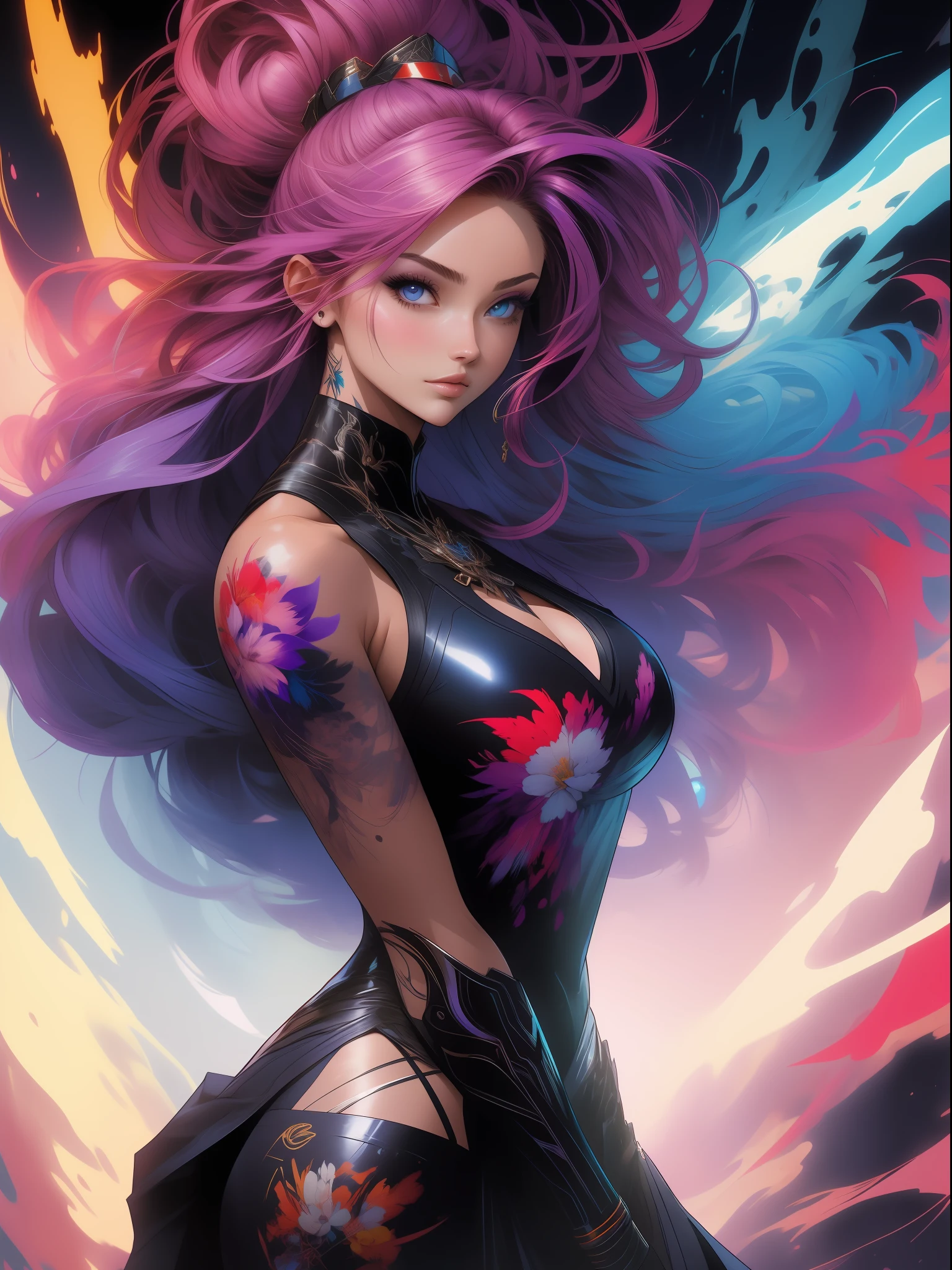 Deliberado, ::estilo de arte Joe madureira e Yoji Shinkawa ::2.0 comix illustration style, Estilo Tatoon , Comic book style , mulher bonita com cabelo longo ultra detalhado, (fundo bonito e claro:1.2), , fantastic paintings , Estilo grafite;, flor, olhos altamente detalhados , uma camiseta ou vestido com uma blusa branca por baixo, Position, e pulseiras, , com longos cabelos pretos , vitrais coloridos, fora, Vibrando, Estilo Alphonse Mucha, Fantastic paintings by Joe Madureira , alta qualidade, --AR 3:4 --upbeta --teste --criativo --upbeta --upbeta --upbeta --upbeta , fotografia, arte do adesivo, Ashley Alexiss dressed in black electric ribbon,central da face, Mulher bonita com cabelo longo , liberdade, alma, digital illustation, comiс style, anatomia perfeita, Centrado, Approaching perfection, Dynamic, altamente detalhado, pintura em aquarela, art-station, arte conceitual, liso, foco nítido, illustration, arte de Carne Griffiths e Wadim Kashin, Sozinho Anime GI, best quality , master part