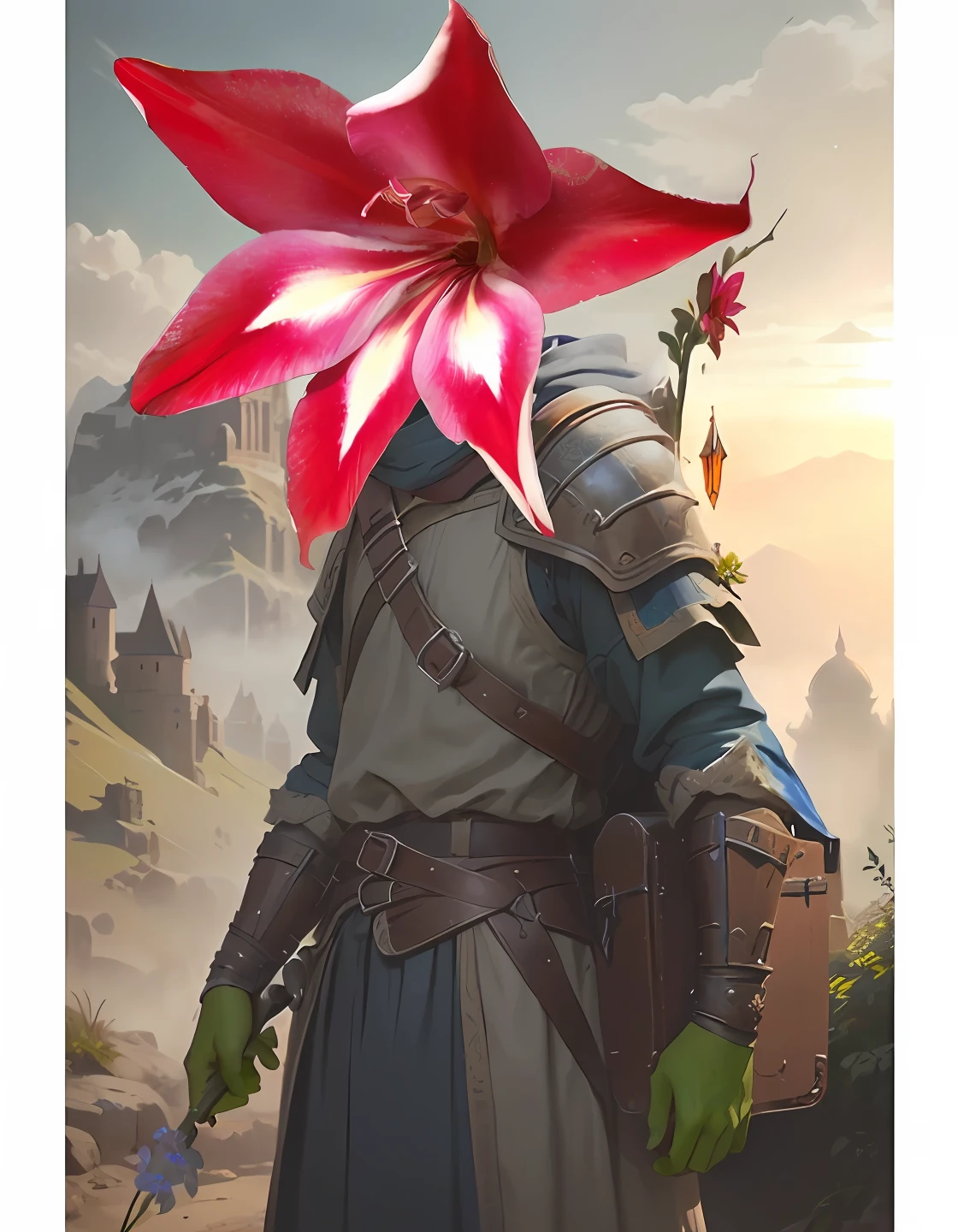 a close up of a person with a flower on their head, inspired by Limbourg brothers, flower shaman, collectible card art, bloom. high fantasy, craig mullins and artgerm, inspired by Hieronim Bosch, artgerm and craig mullins, 🌺 cgsociety, from warcraft, artgerm and atey ghailan, r/morrowind