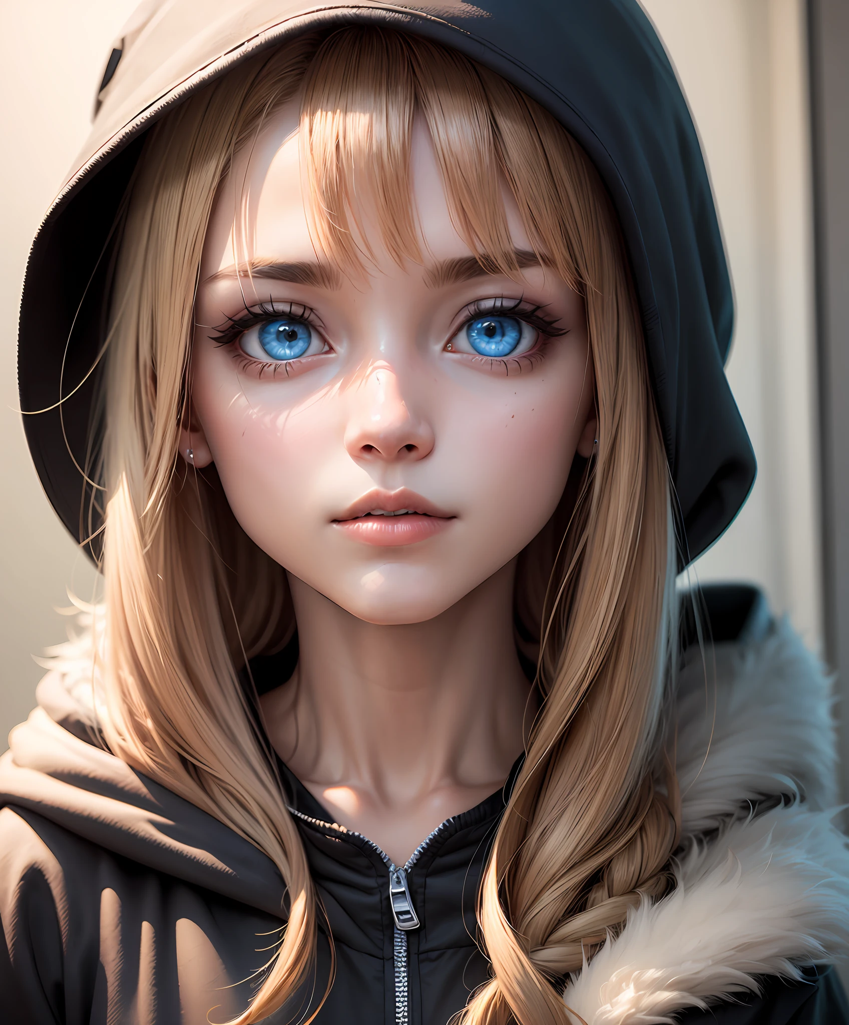 (((master part))), 4k verdadeiro, altamente detalhado, (((olhos extremamente detalhados))), Antecedentes detalhados, Cinematic lighting, alta qualidade, best quality, 4k, super detalhado,foco nítido,RTX, 8k, beautiful face, wooflamp, olhos cor-de-rosa, cabelos azuis, jaqueta roxa,olhos fechados,Hood, olhos fechados, neon eyes, gato da cauda, --auto