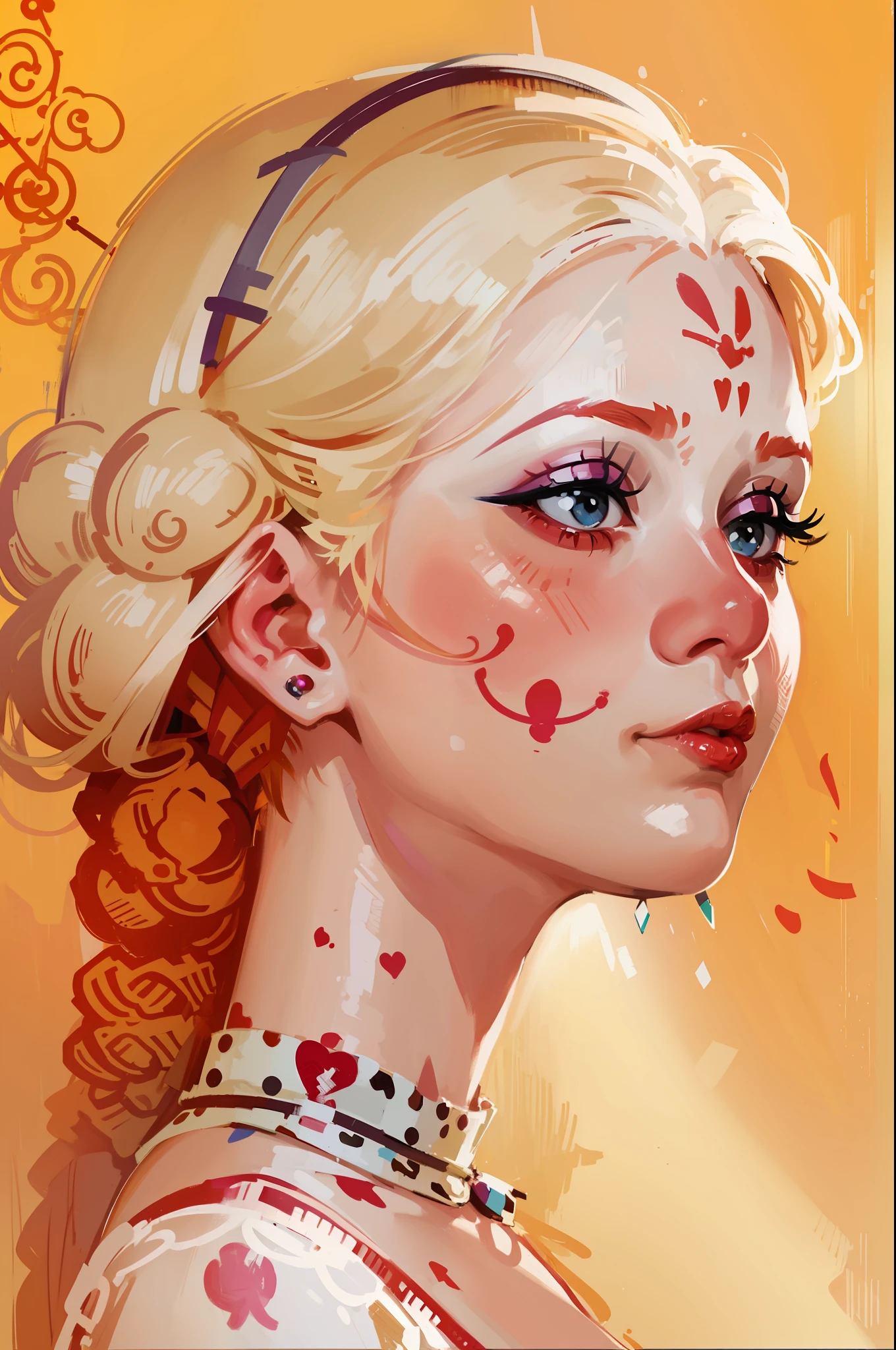 um desenho de uma mulher com cabelo rosa, Inspirado em RossDrew, Surrealismo Pop, wearing bizarre clown makeup, arte conceitual, Trend in Deviantarthq", rob rey and kentarõ miura style