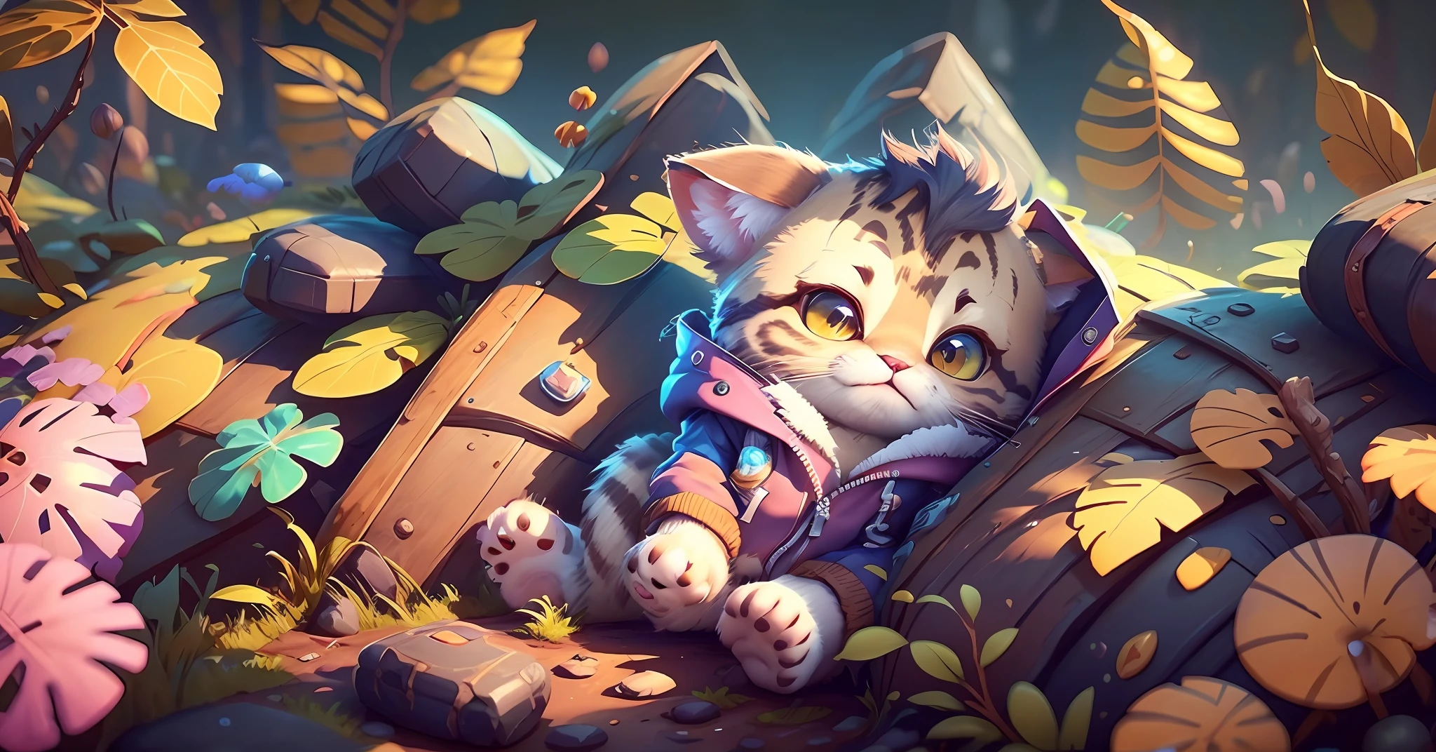 There is a cat who is wearing a pink jacket and sitting, painting digital adorable, arte digital detalhada bonito, pintura digital altamente detalhada, ultra realistic 3d illustration, ultra realistic illustration, pintura digital altamente detalhada, Gato Anime Realista, realistic illustration, stunning digital illustration, ultrarealistic illustration, hyperrealistic illustration, hiper detalhado e realista, arte digital altamente detalhada, manchado ultra realista