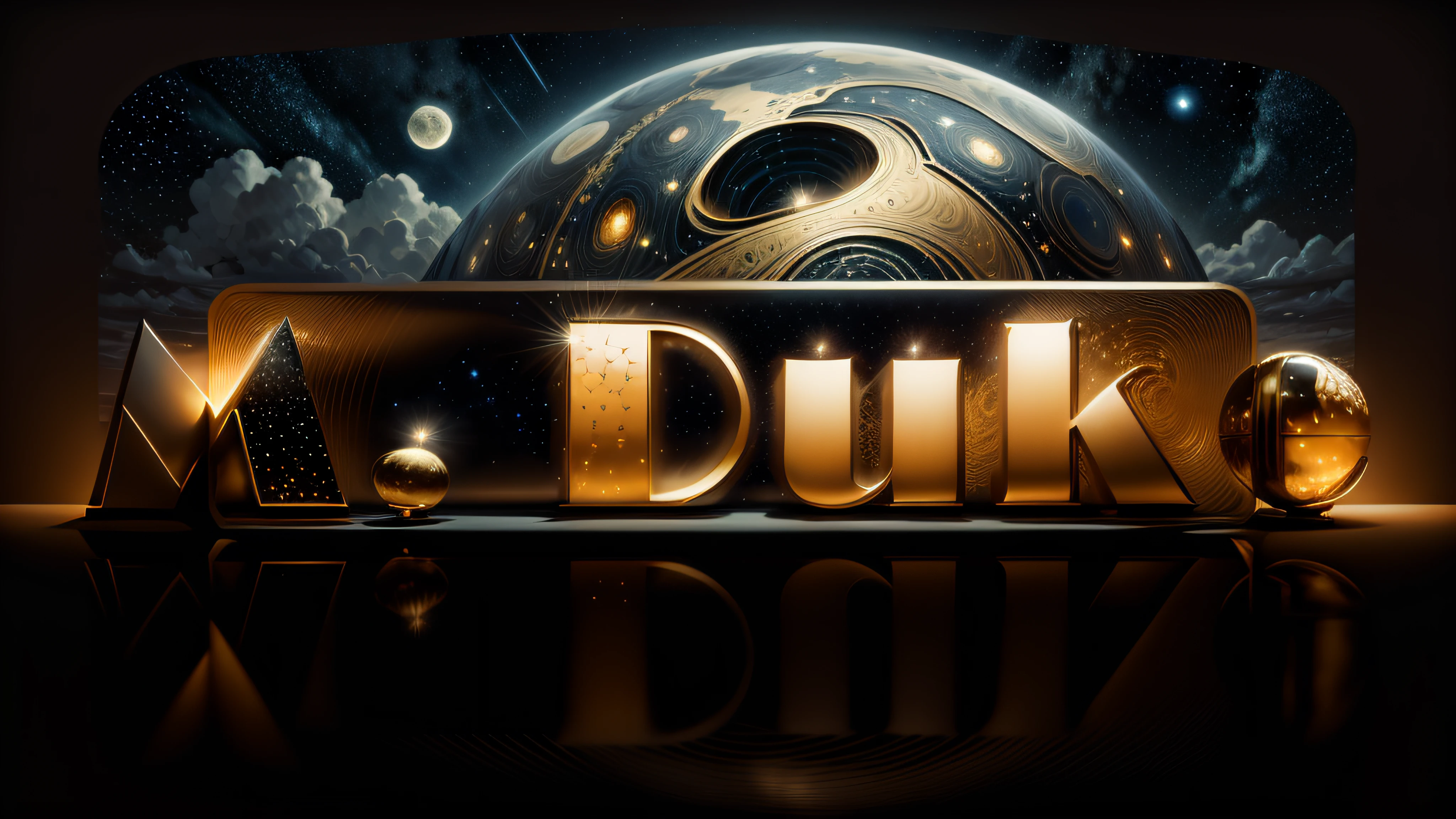 Logo com o nome M.Duke in a starry night sky with huge full moon
