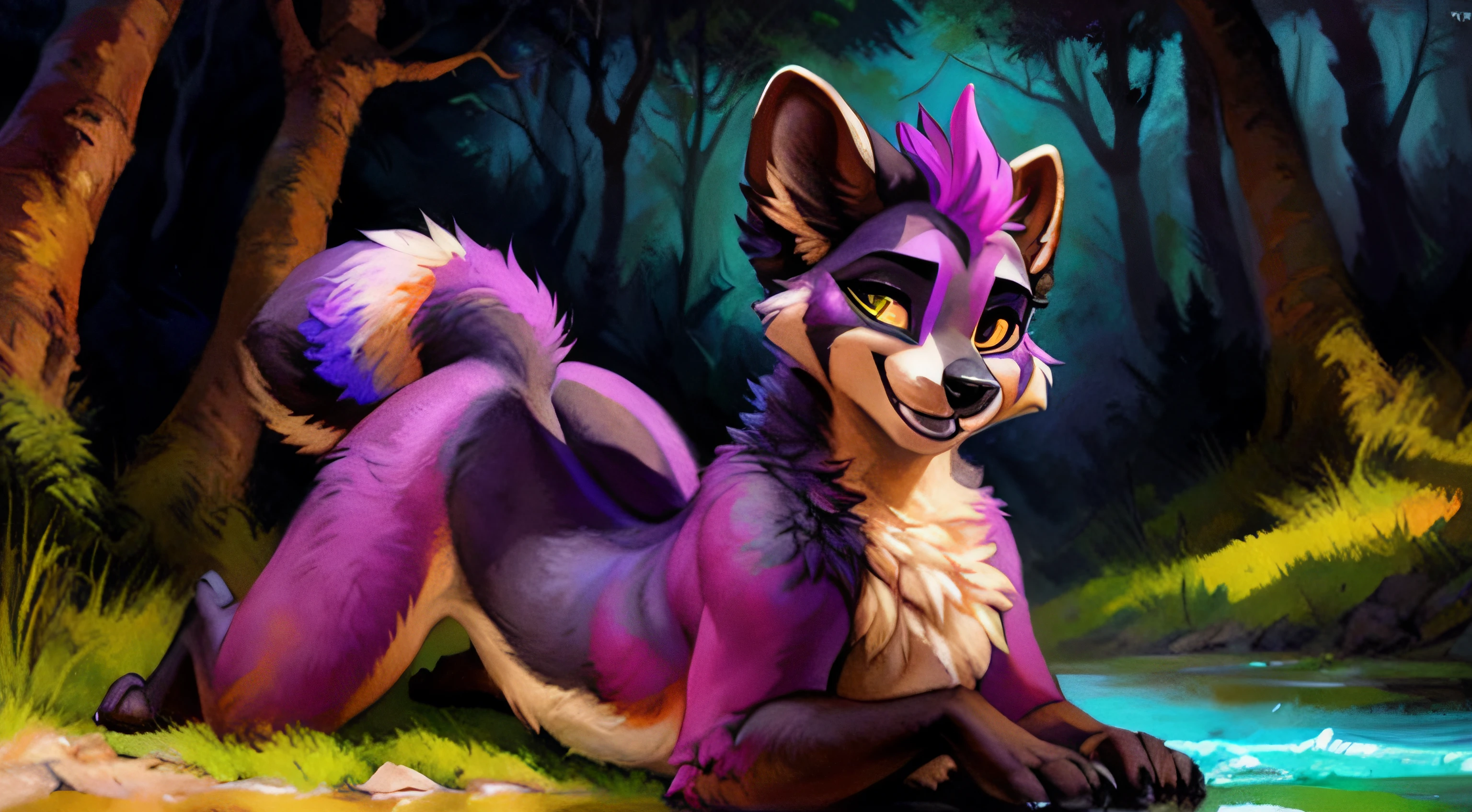 subido a e621, (por kenket, por Ross Tran, por Ruan Jia, por Foxovh) de un red-panda taur macho de ojos azules, ((colores naturales)), Fursona, (((mostrando el trasero con cola en alto))) Looking at the camera with a mischievous look, Open Invitation, mirada picara, (In the middle of a forest with a river in the background), (detailed lighting), (cinematography lighting), [luz ambiental detallada], [Enfoque genital], peludo, ((sombra de medio cuerpo)), [luz ambiental en el vientre], [proporciones realistas], [explicit content], [foco nítido], (contenido cuestionable), (sombreado), ((obra maestra)), pene grande, pene grueso, pene erecto