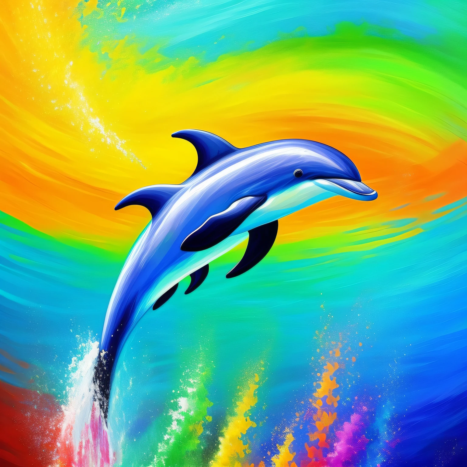 Paint: a dolphin only him. Paint style: "impressionism", with well defined vibrant colors in 8K.