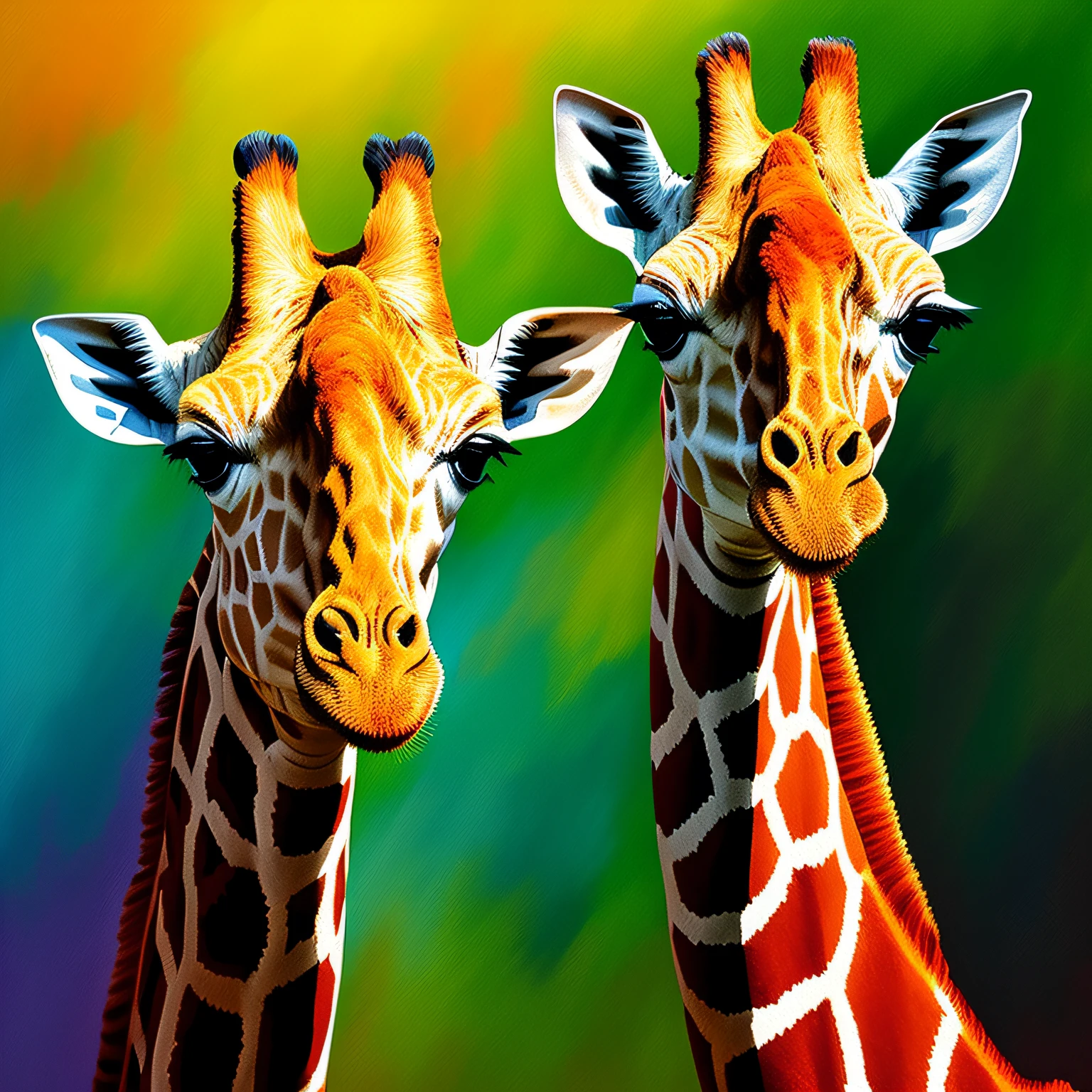 Painting a giraffe only him, full body. Paint style: "impressionism", with well defined vibrant colors in 8K.