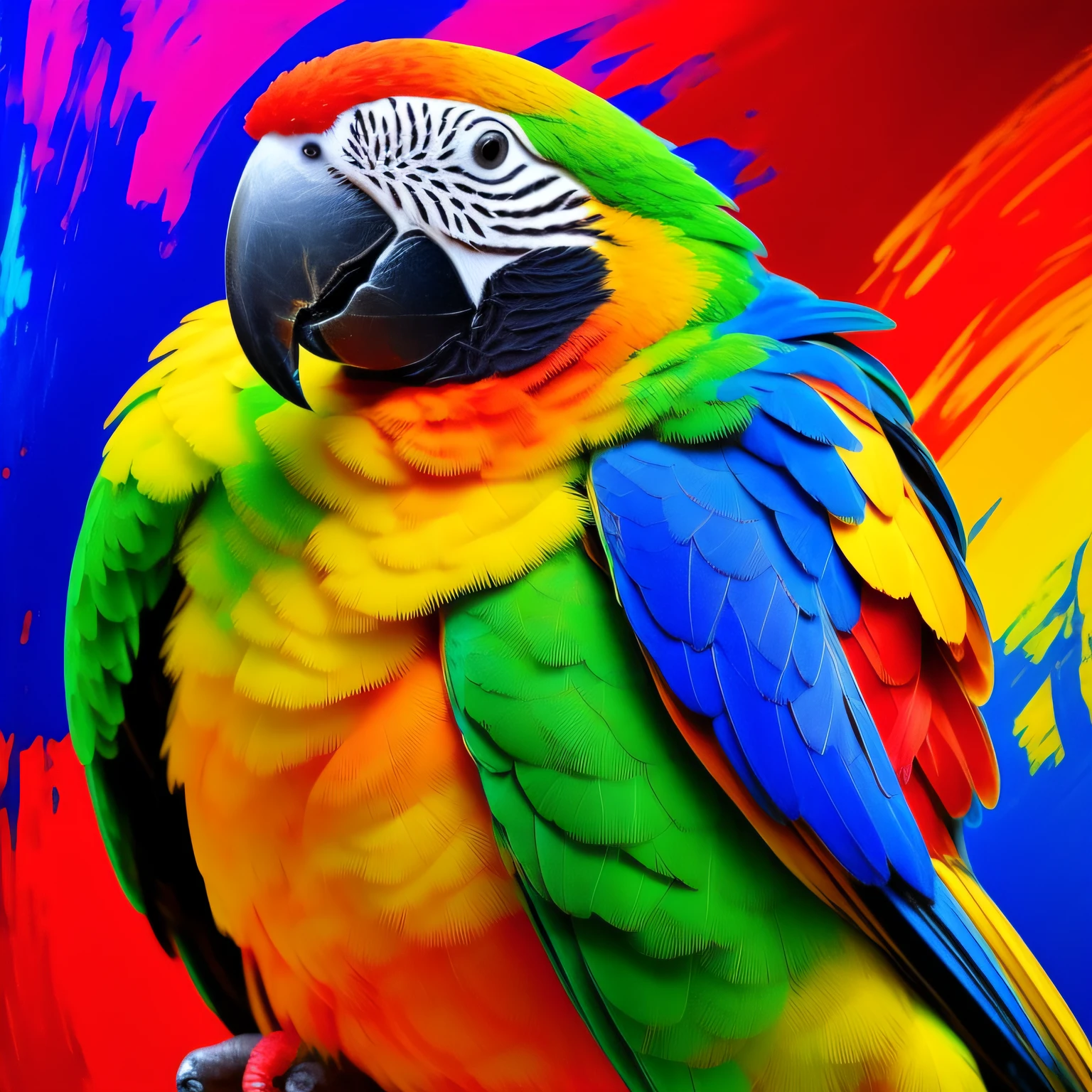 Paint a parrot only him. Paint style: "impressionism", with well defined vibrant colors in 8K.