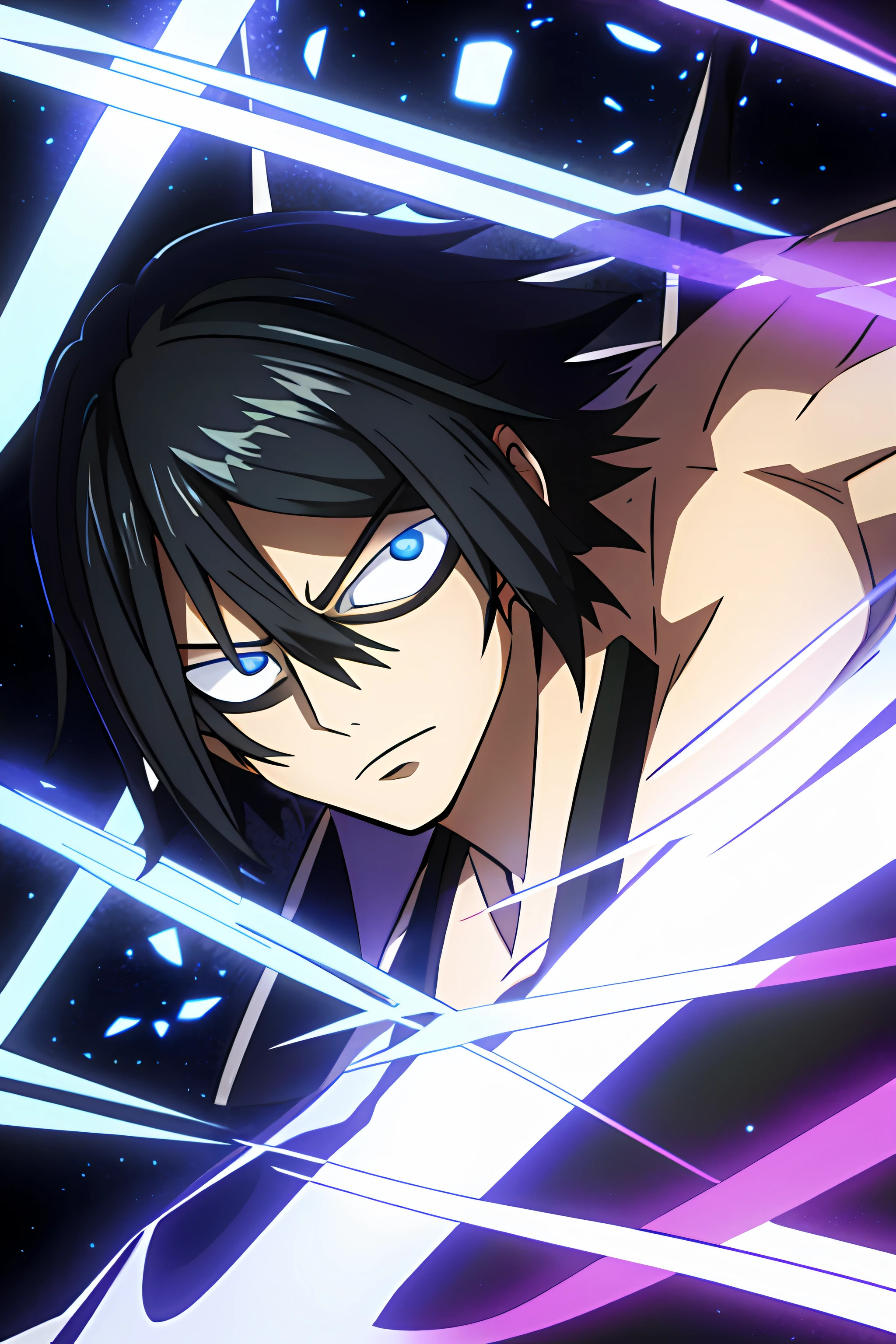 um close up de um personagem masculino espadachim alto com cabelo escuro longo e olhos negros, segurando duas espadas, badass anime 8 k, cara bonito em demon slayer art, anime wallpaper 4 k, anime wallpaper 4k, 4 k manga wallpaper, anime art wallpaper 4 k, anime art wallpaper 4k, anime wallpaper 4k anime artwork, anime style 4 k