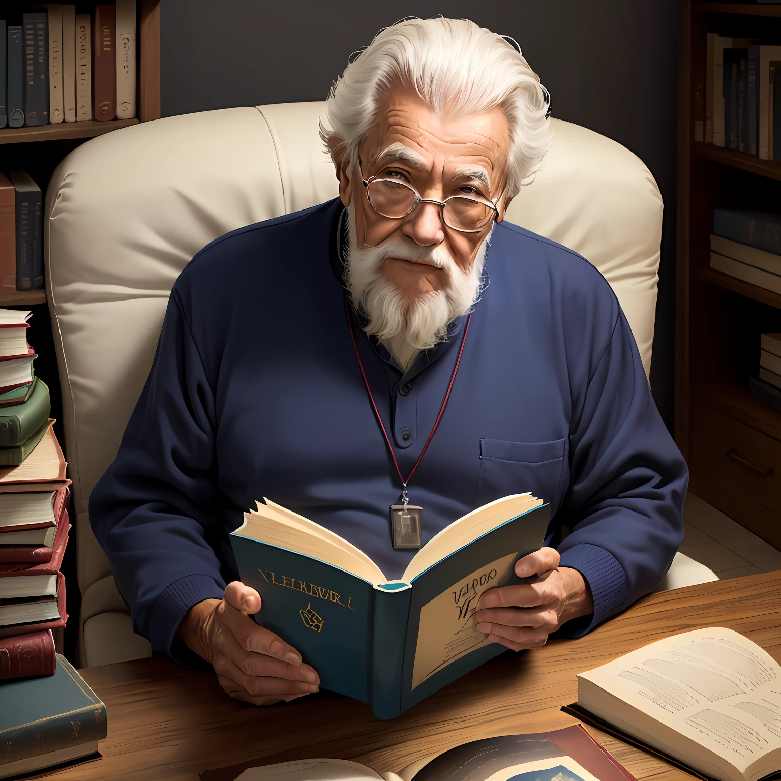 Homem velho lendo um livro (Melhor Qualidade )