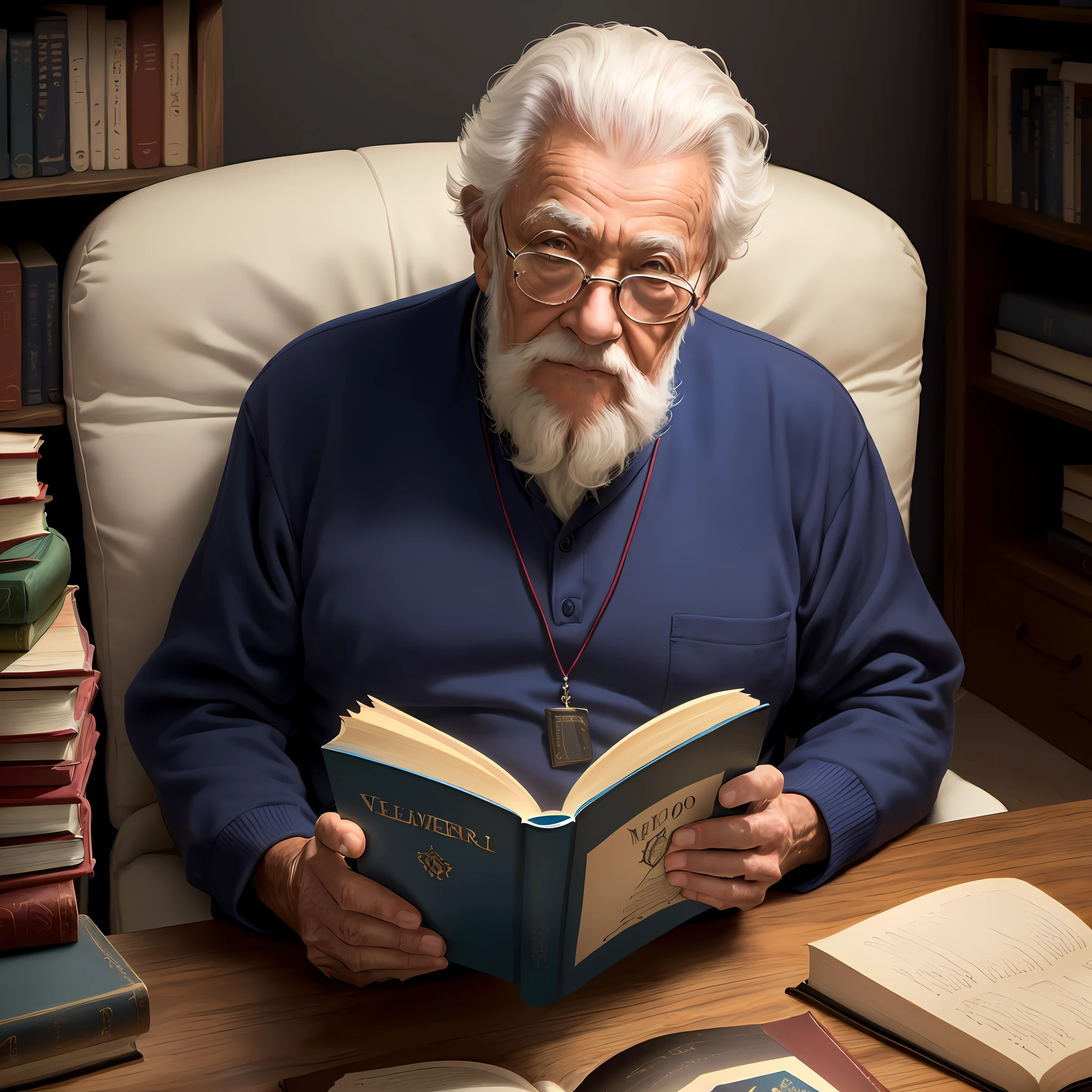 Homem velho lendo um livro (Melhor Qualidade )