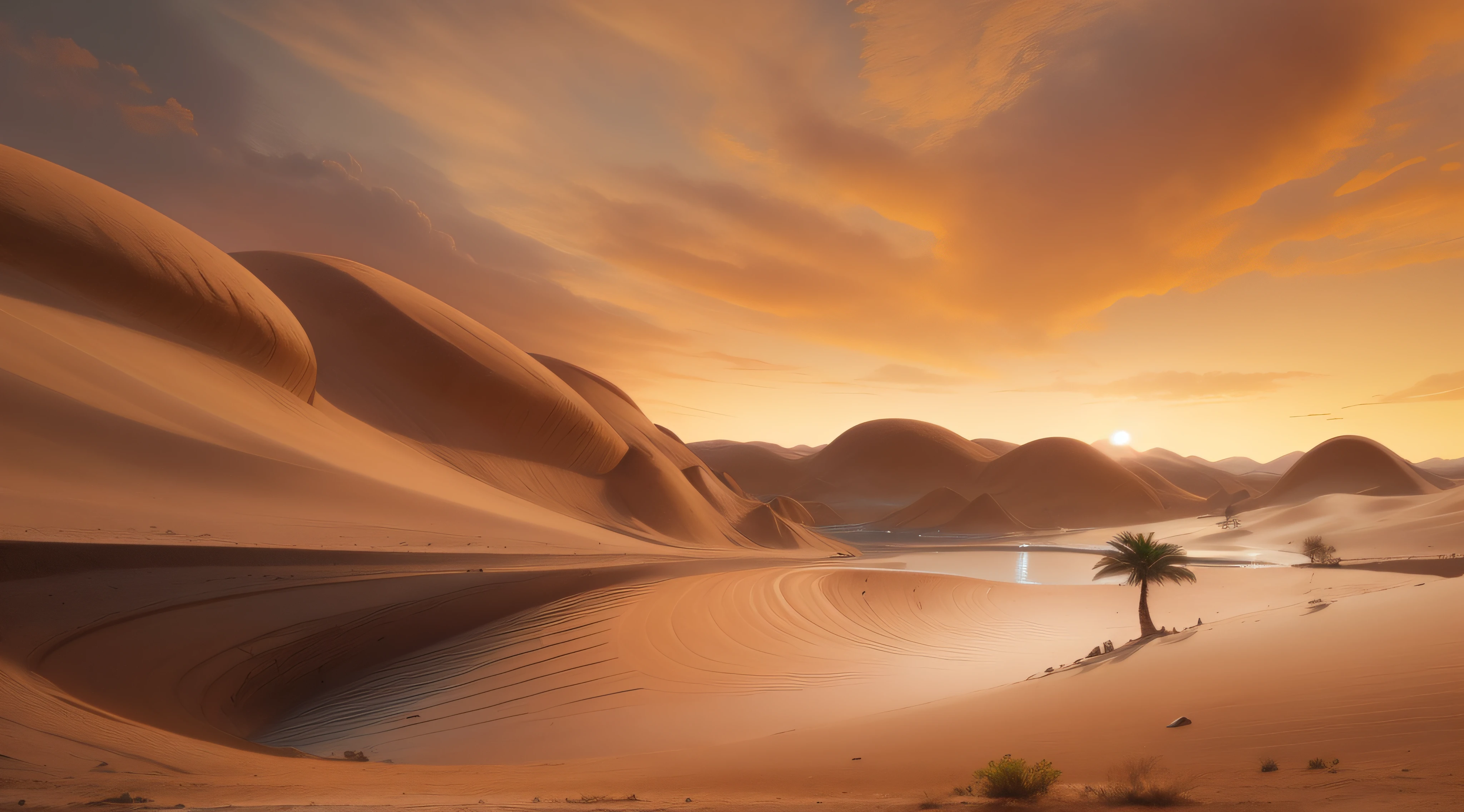 ((lifelike lighting, Melhor qualidade, 8K, Obra-prima: 1.3)), Foco claro: 1.2,description: A imagem retrata uma vasta paisagem do deserto do Egito Antigo, where the aridity of the environment reflects the spiritual distance between humanity and the Egyptian gods. The scorching sun sets on the horizon, casting long, menacing shadows over the golden sands, que parecem se estender infinitamente. The majestic pyramids, apesar de sua grandiosidade, they are gripped by decay and the merciless passage of time, revealing human insignificance in the face of divine eternity.
Na cena, there is no sign of life, No human being or creature present to witness the deafening silence that pervades the scene. The stars begin to punctuate the night sky, mas sua luz parece fraca e distante, simbolizando o distanciamento celestial dos deuses, who remain indifferent to the supplications and adorations of mortals.
O Rio Nilo serpenteia pela imagem, but its waters are low and scarce, exposing cracked and barren soil. Without the blessing of the annual floods, The fertility and prosperity of the land are denied to the peoples who inhabit the desert, intensifying the sense of divine abandonment.
O vento sopra impiedoso, levantando redemoinhos de poeira, and the palm trees bow under the pressure of the spiritual emptiness that pervades the environment. The scenario, repleto de monumentos religiosos abandonados, whispers the story of a once-great civilization, mas agora esquecida pelos deuses que antes a protegiam.
This bleak landscape of Ancient Egypt illustrates the loneliness and sense of abandonment that humanity can experience in the face of divine representation. In this scenario, Deus parece distante, unattainable and indifferent to human concerns, leaving people lost in search of answers and meaning in an arid and desolate world
