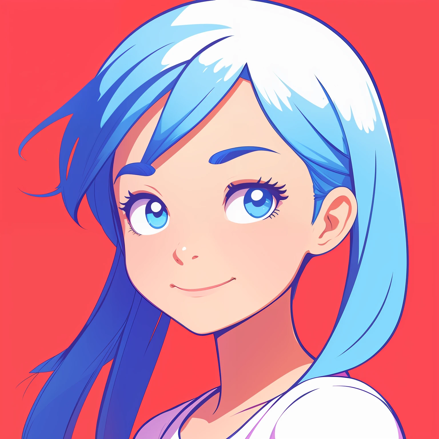 Drawing of a girl with a satisfied expression on a white background. Bright, but harmonious colors. Different poses to the waist. digital art cartoon, comic style, full color illustration