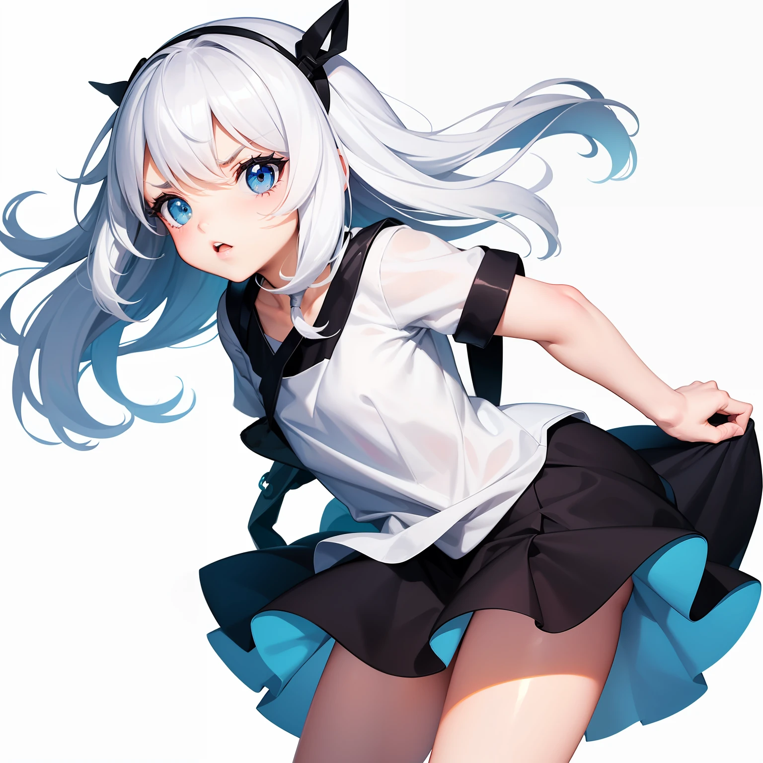 Cartoon drawing of a irritated girl on a white background. Bright, but harmonious colors.